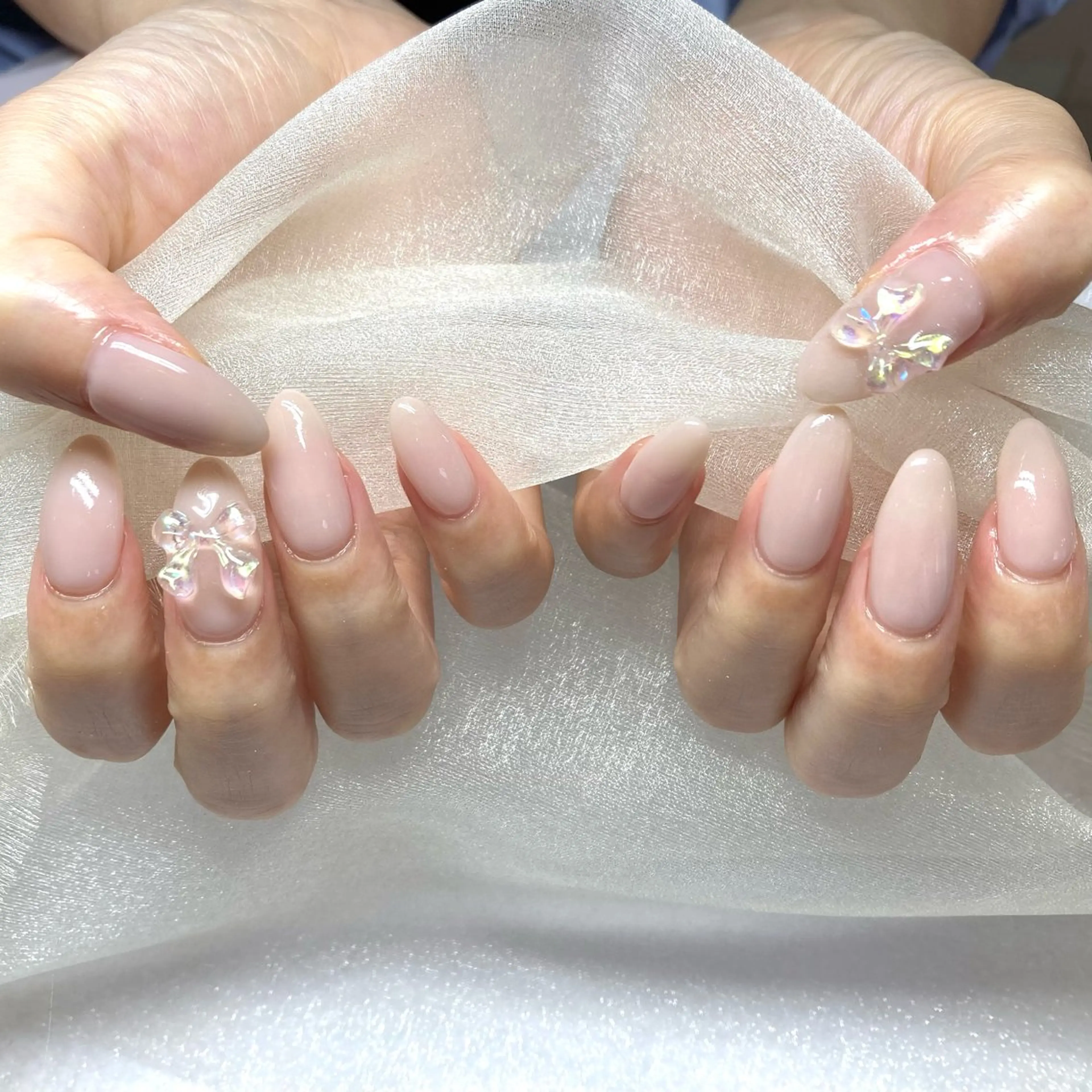 ネイル リボン ハンドネイル nail atelier  new moon所属・new moon 森のネイルデザイン