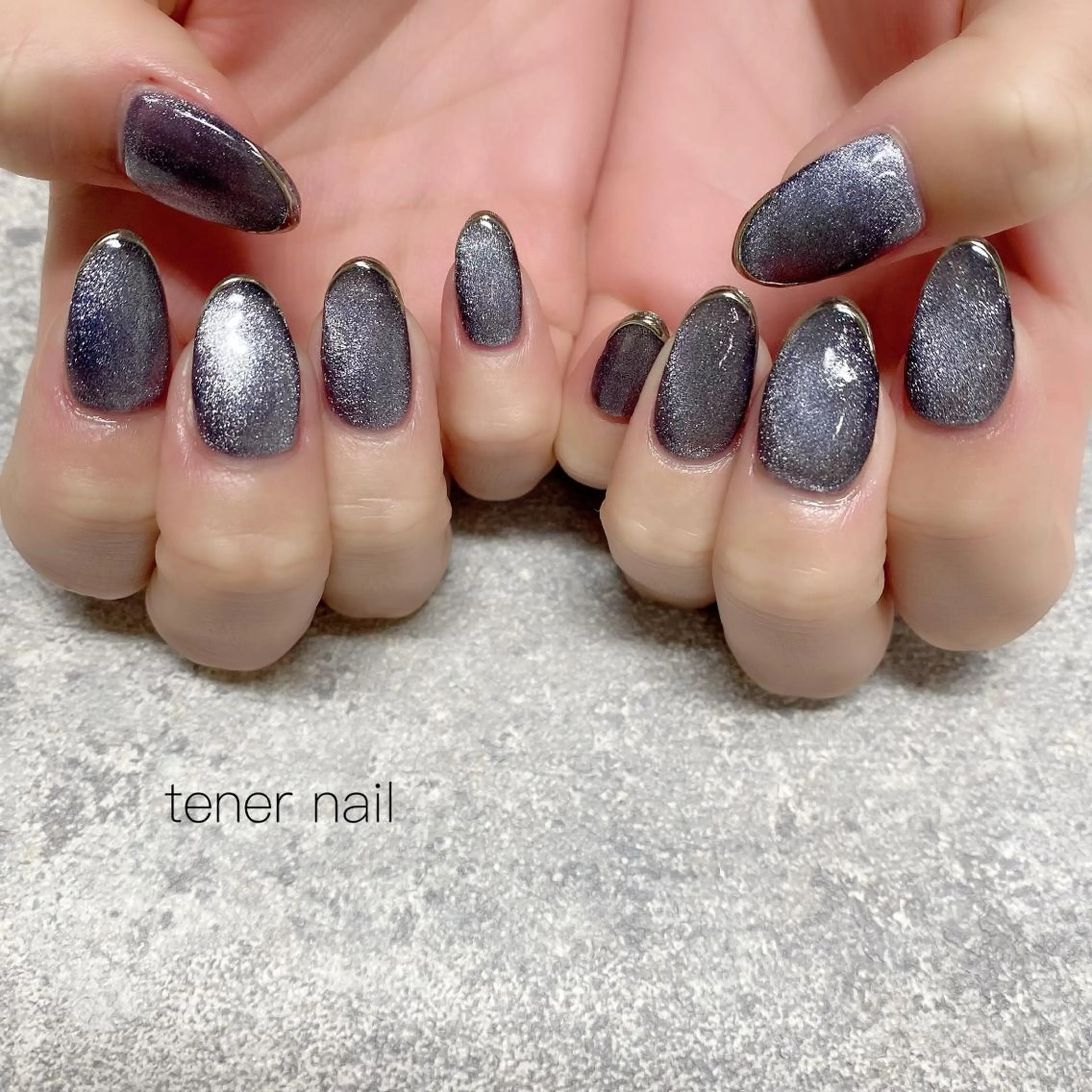 ネイル フレンチネイル マグネットネイル ネイビー tener  nail  テネルネイル所属・テネルネイル tener nailのネイルデザイン