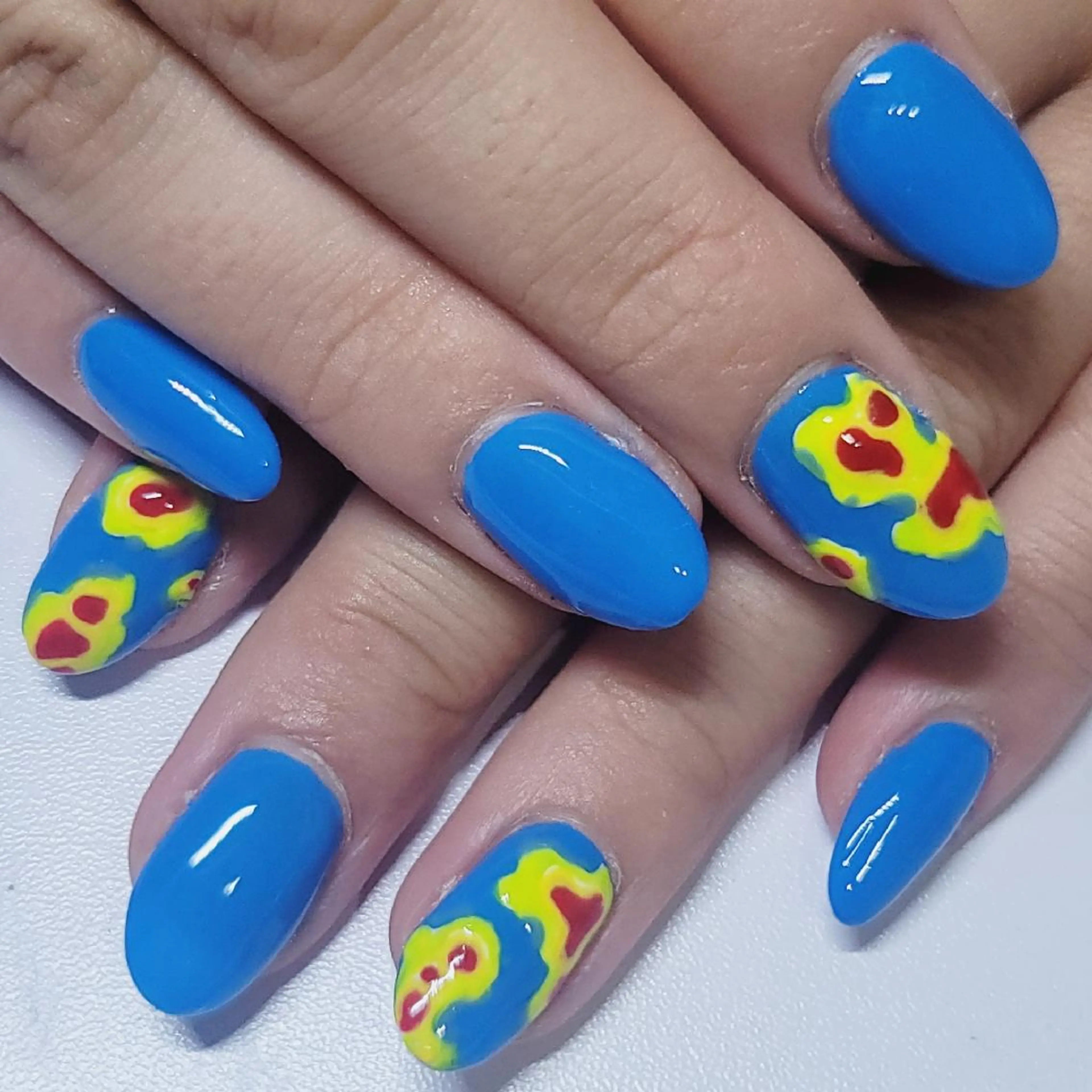 ネイル アートネイル ブルー ワンカラーネイル ハンドネイル よしだ ひろきのネイルデザイン