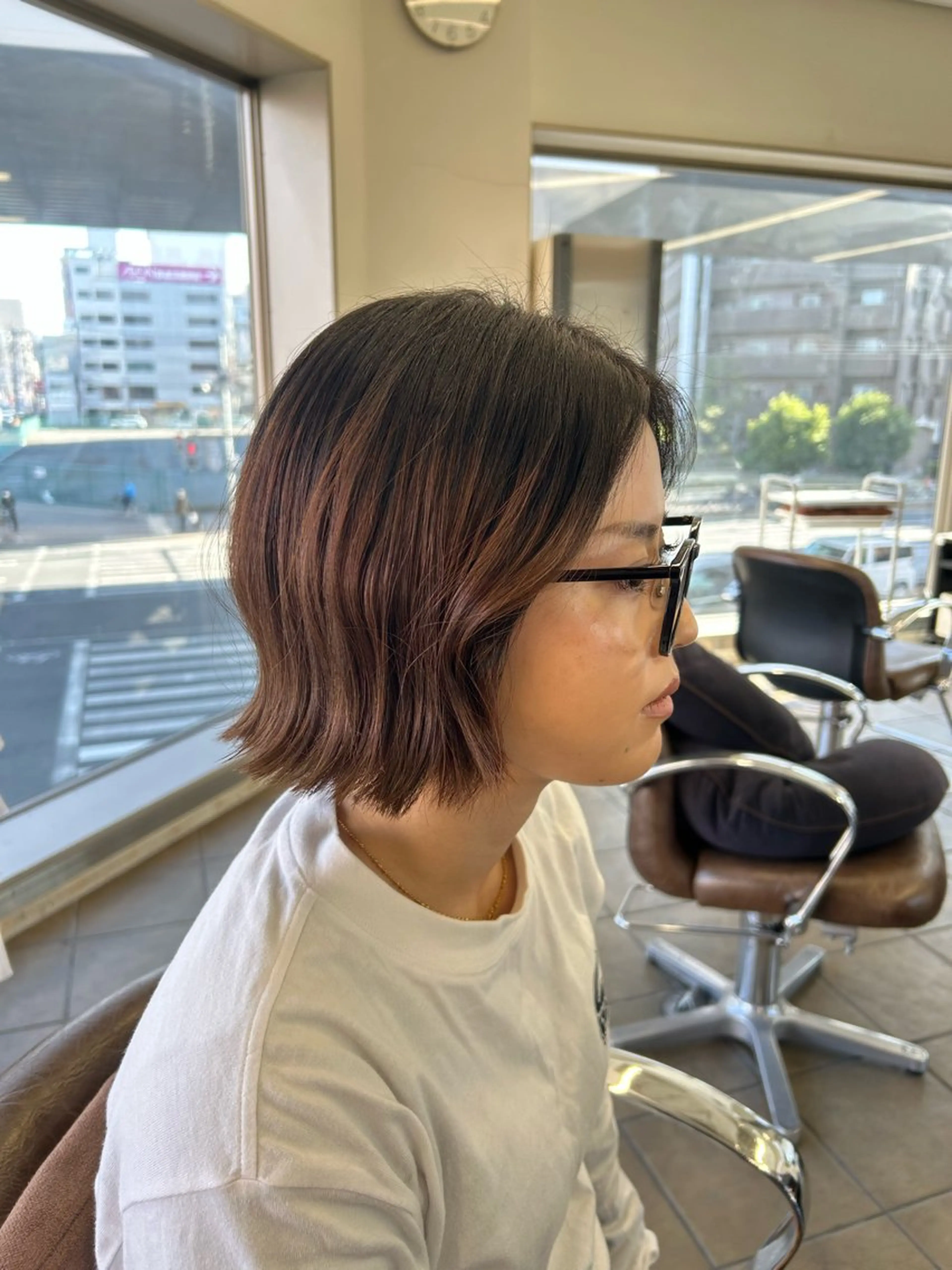 ミディアム 暖色カラー/ フクダ モエ🐿のヘアスタイル