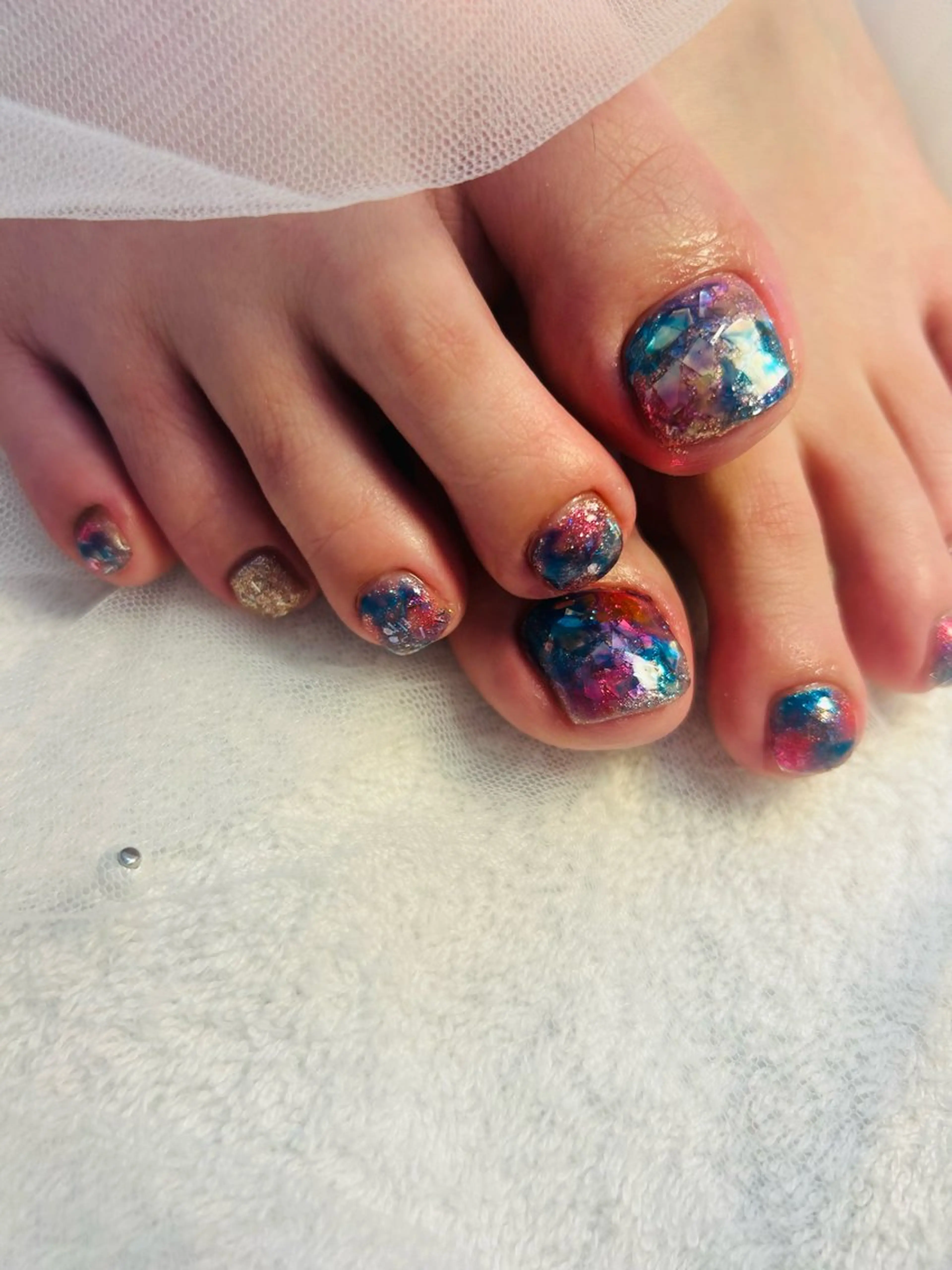 ネイル フットネイル ラメ(グリッター) 金森 真以のネイルデザイン