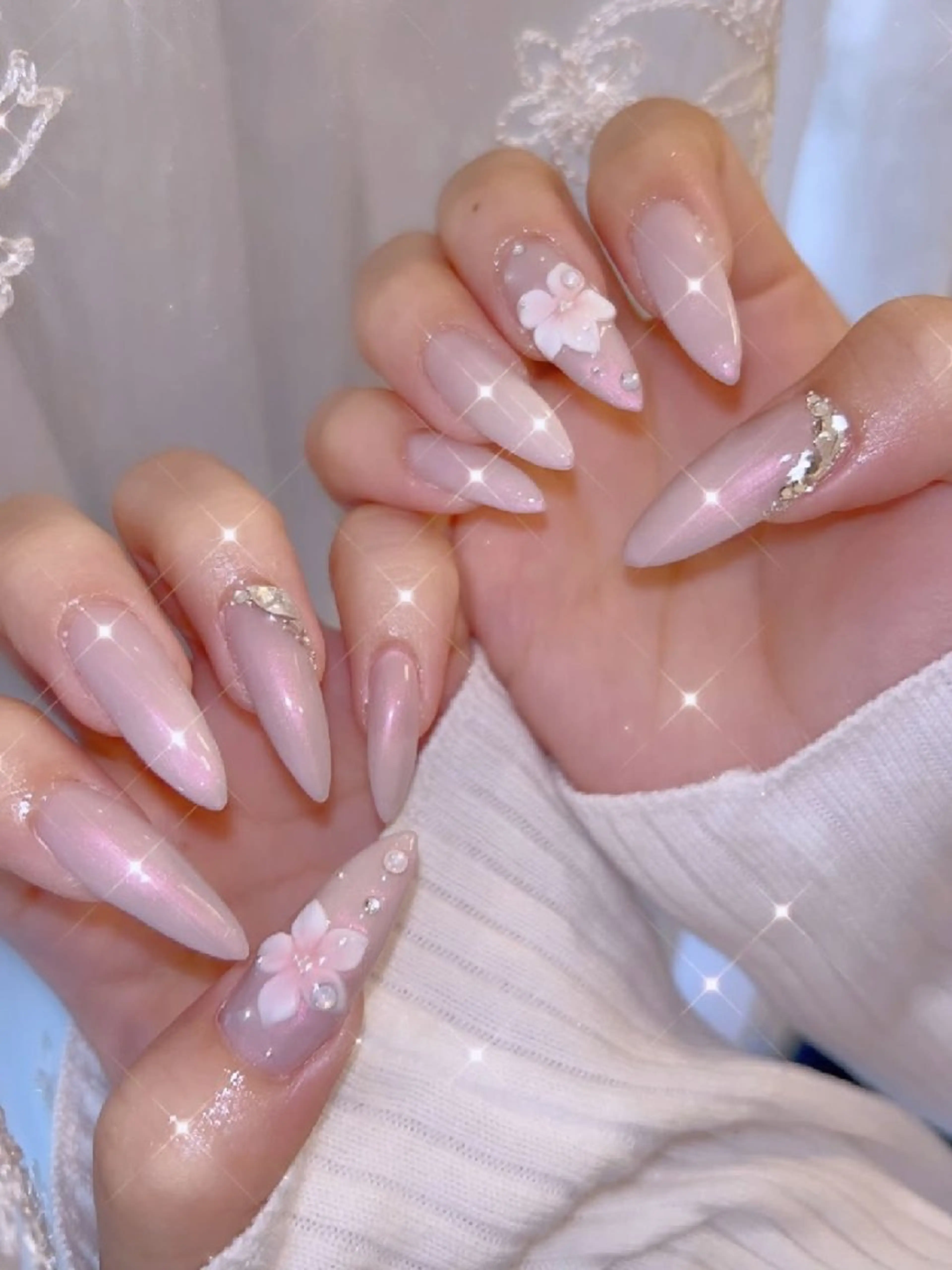 ネイル 長さ出し ジェルネイル 韓国ネイル マグネットネイル ニュアンスネイル ハンドネイル I LOVE ME  NAIL.｡.:*♡のネイルデザイン