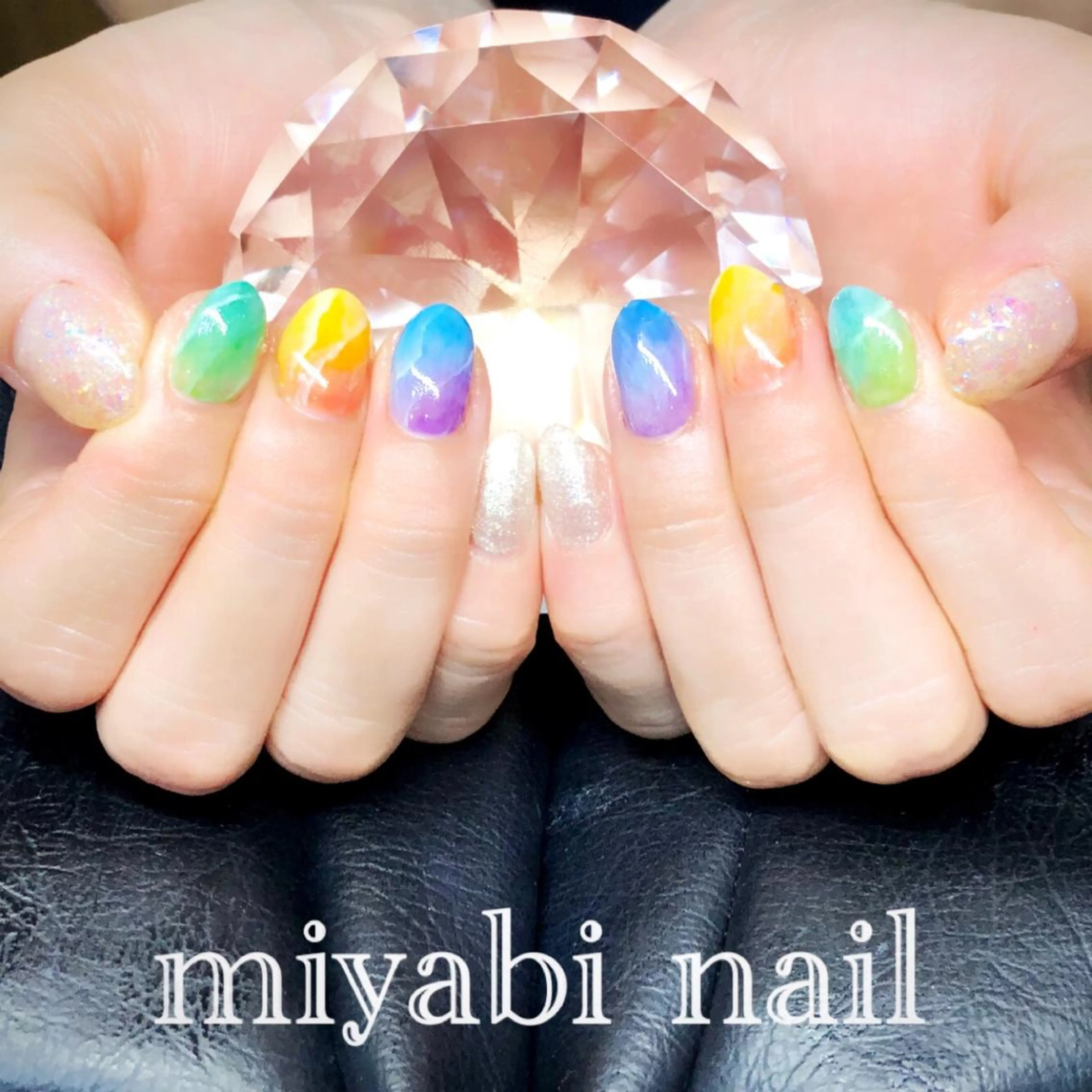 ネイル アートネイル オーロラネイル ジェルネイル グラデーション ラメ(グリッター) ハンドネイル miyabi nail 桂川駅近くのネイルデザイン