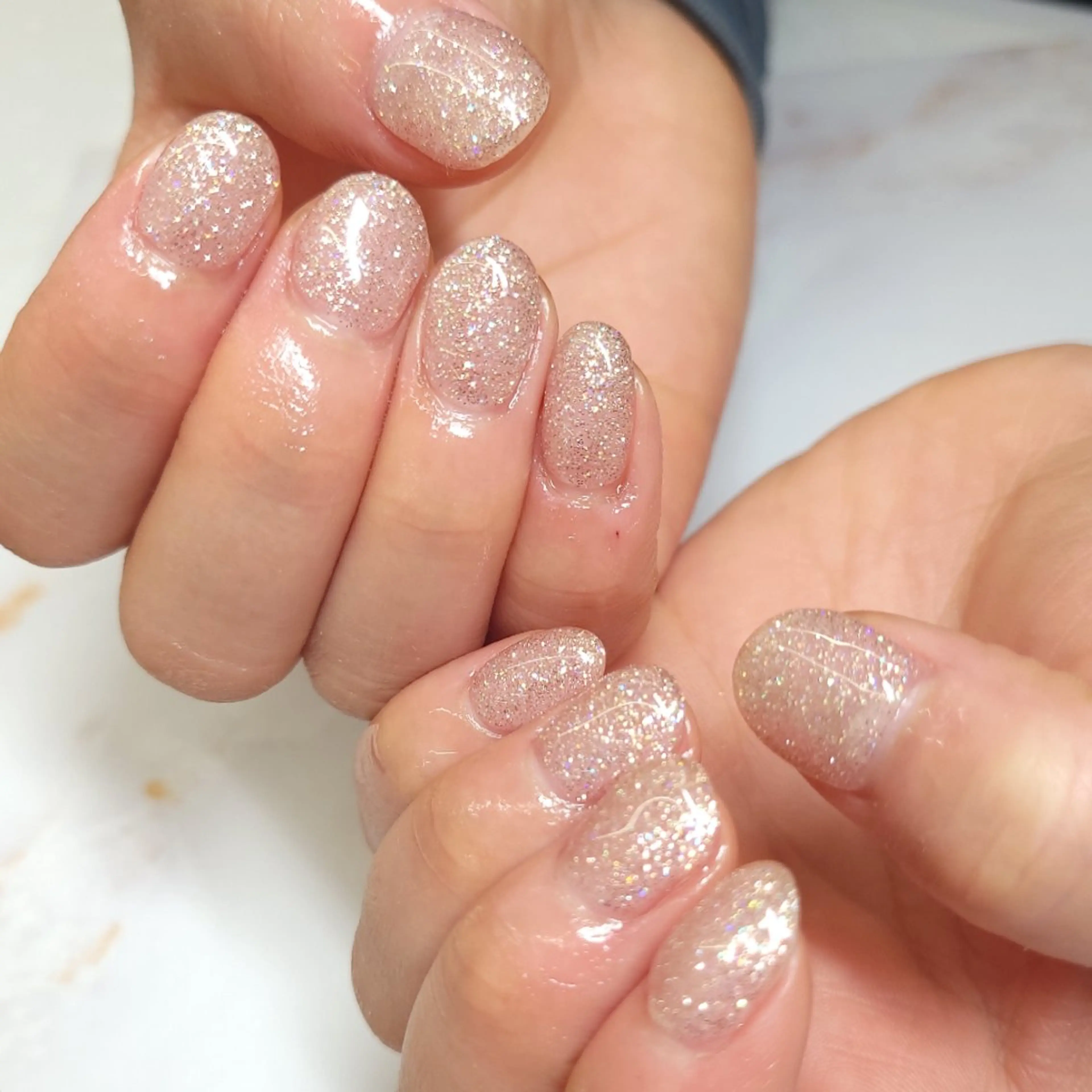 ネイル ジェルネイル ラメ(グリッター) ワンカラーネイル パラジェル WHITELY みどりのネイルデザイン