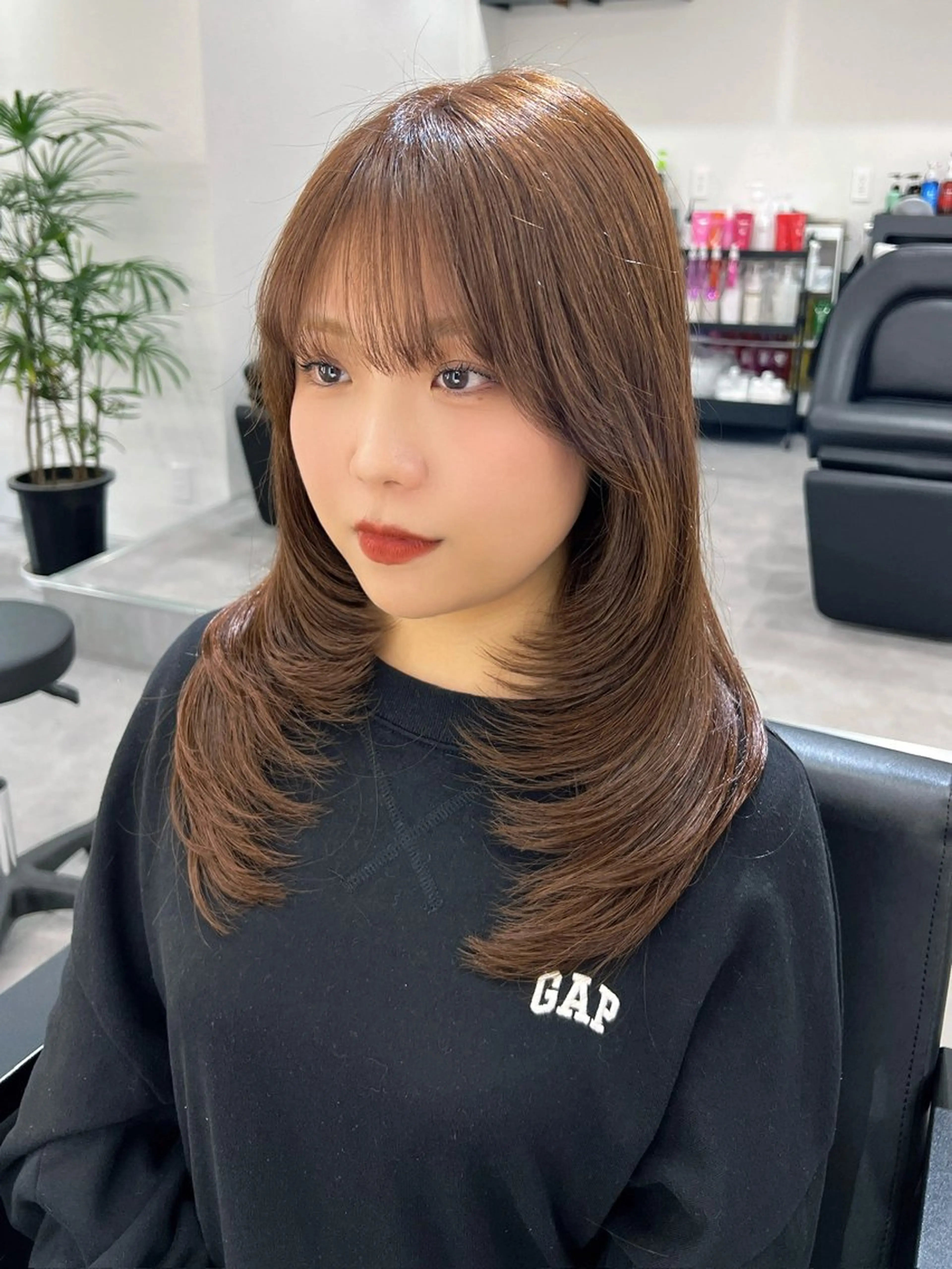 ミディアム カット ヘアカラー トリートメント レイヤー/髪質改善 SOA大槻 純也のヘアスタイル