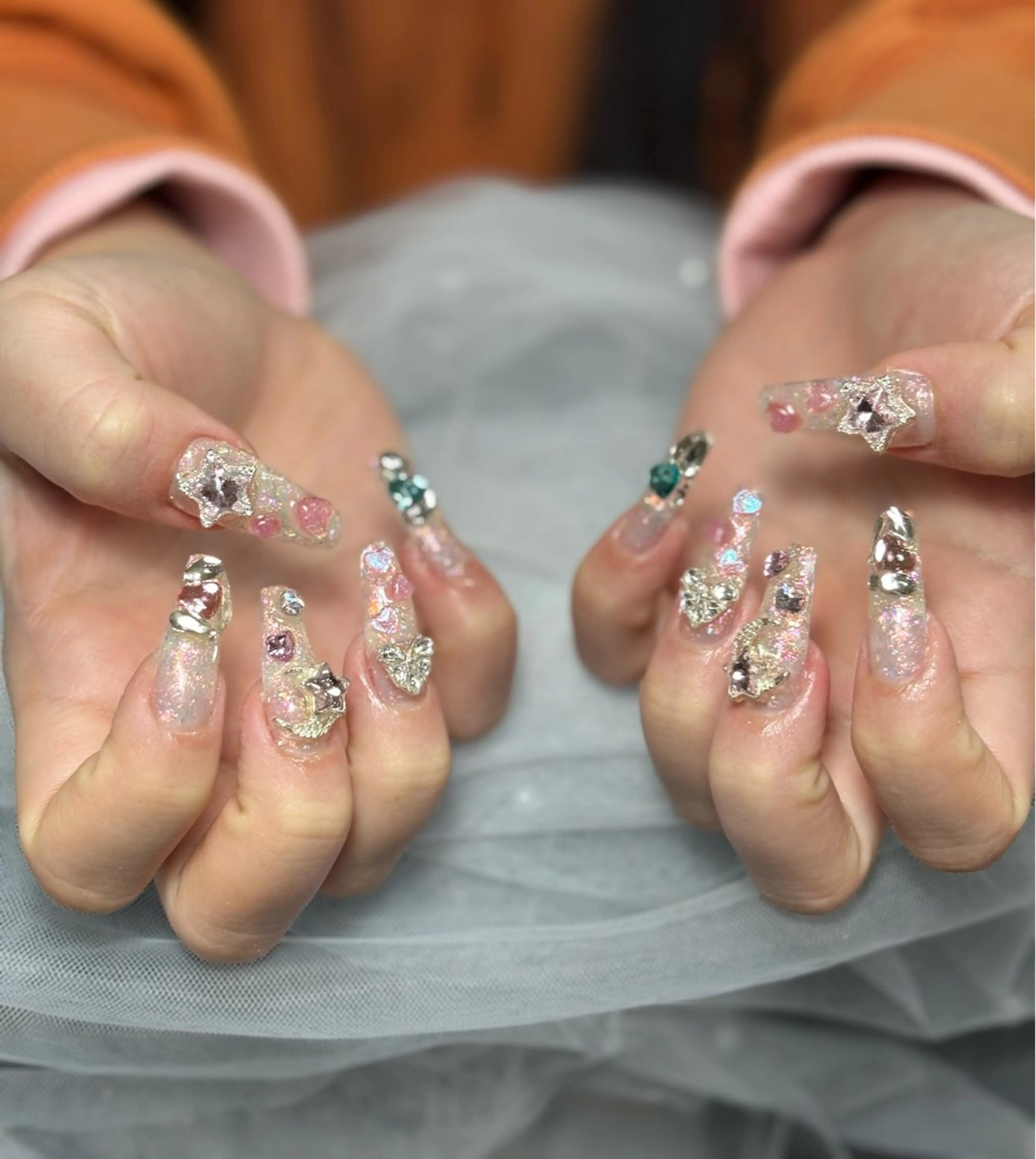 ネイル アートネイル 長さ出し ジェルネイル マグネットネイル ニュアンスネイル なな_ CloudyChanのネイルデザイン