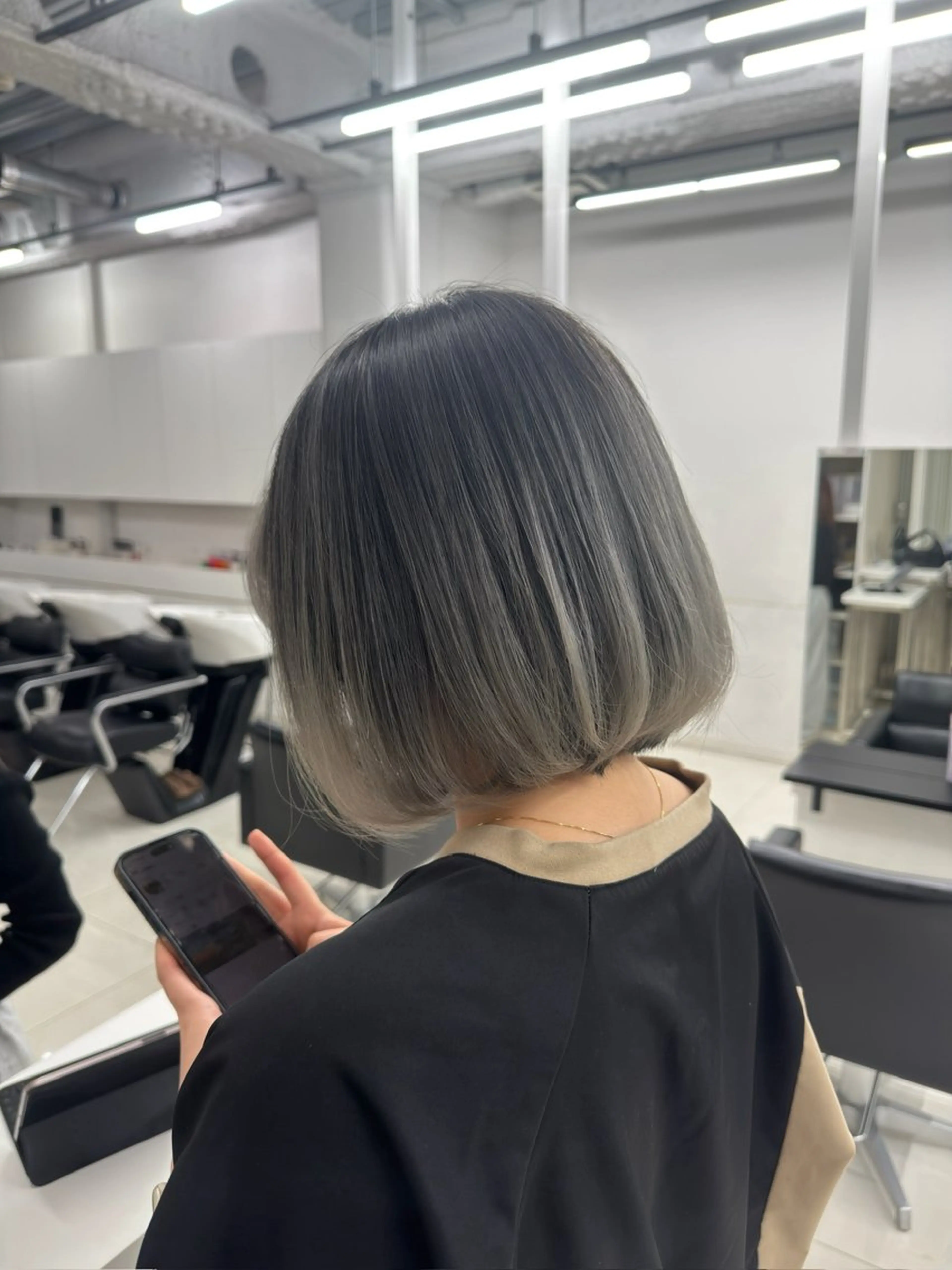 ミディアム カラー バレイヤージュ レイヤーカット Rikuto/原宿 /グラデーションのヘアスタイル