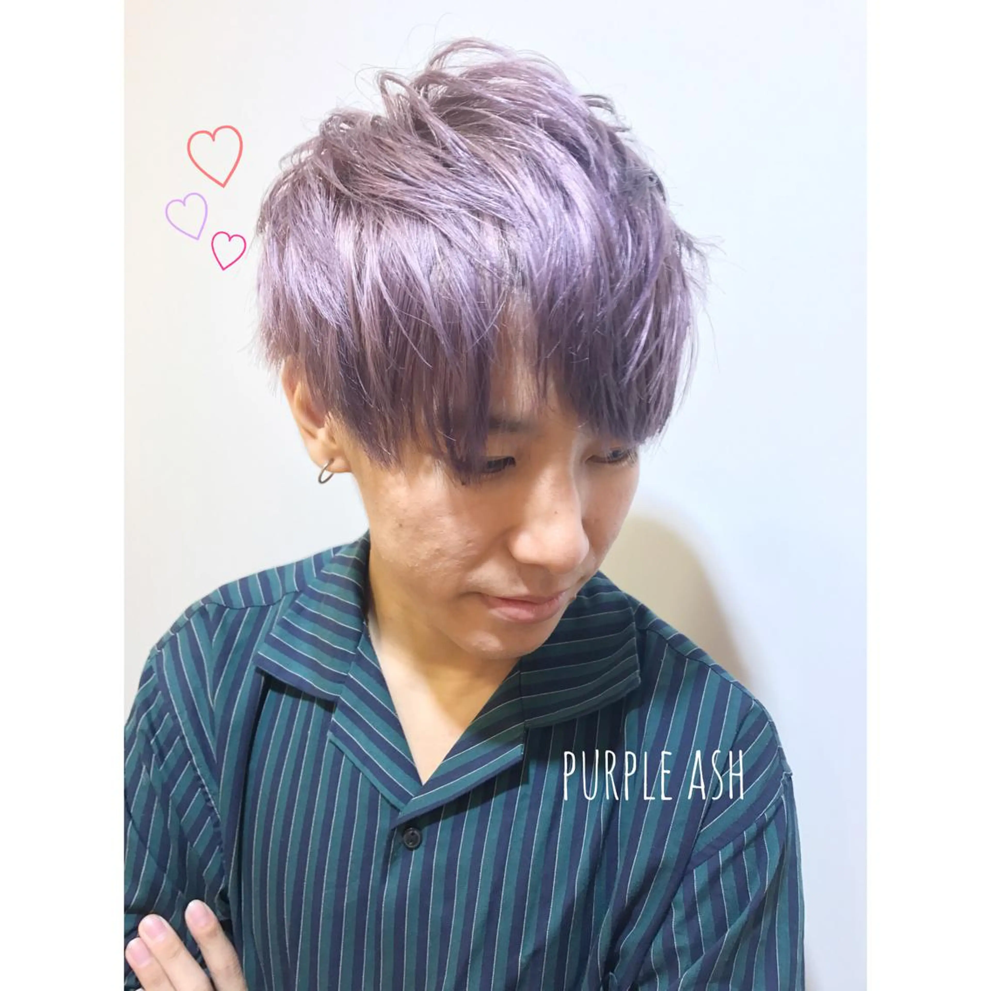 カラー メンズ アッシュ 透明感カラー ダブルカラー パープルアッシュ シアーベージュニスト 🥣大石亜里紗のヘアスタイル