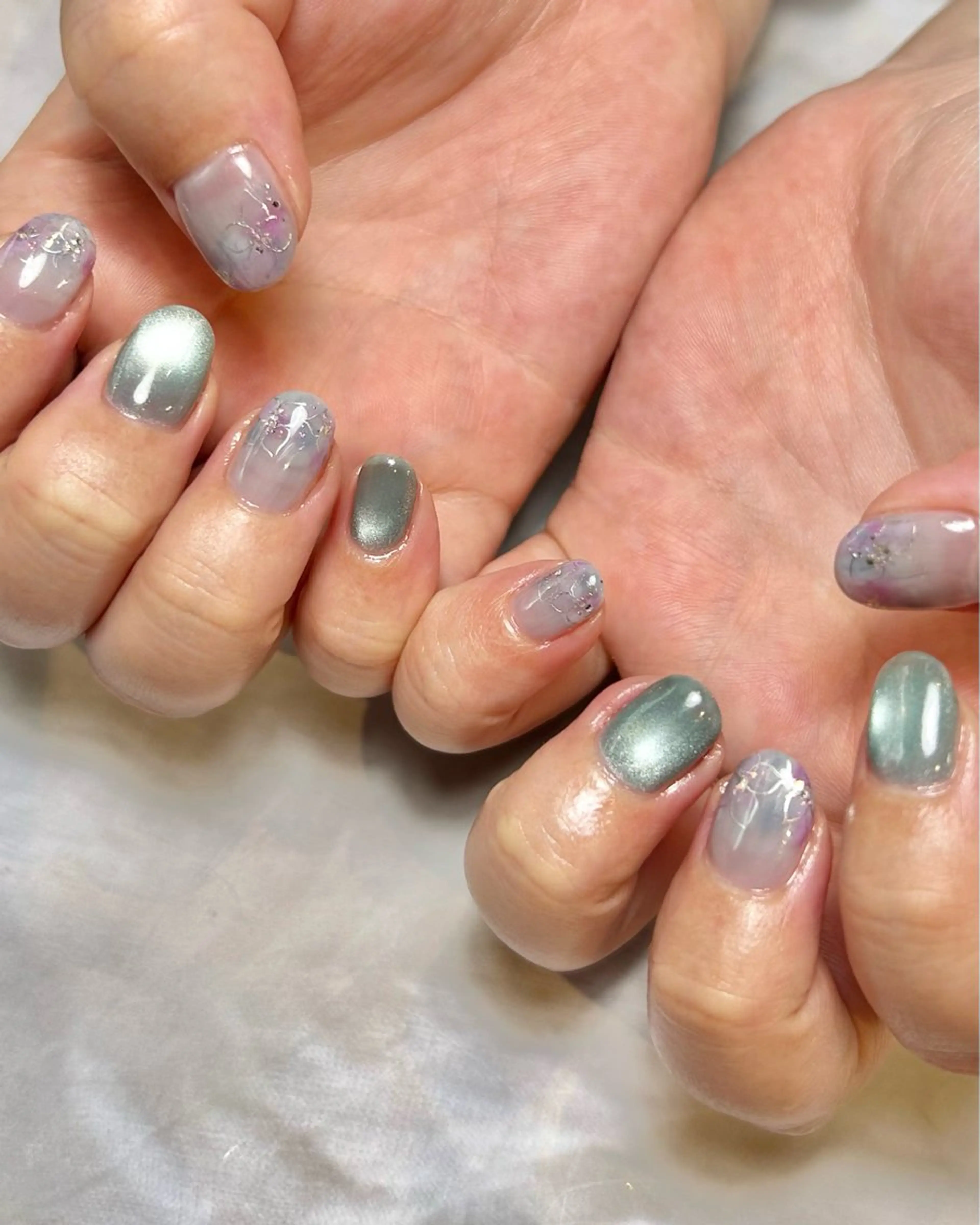 ネイル ブルー ハンドネイル Reflection marikoのネイルデザイン