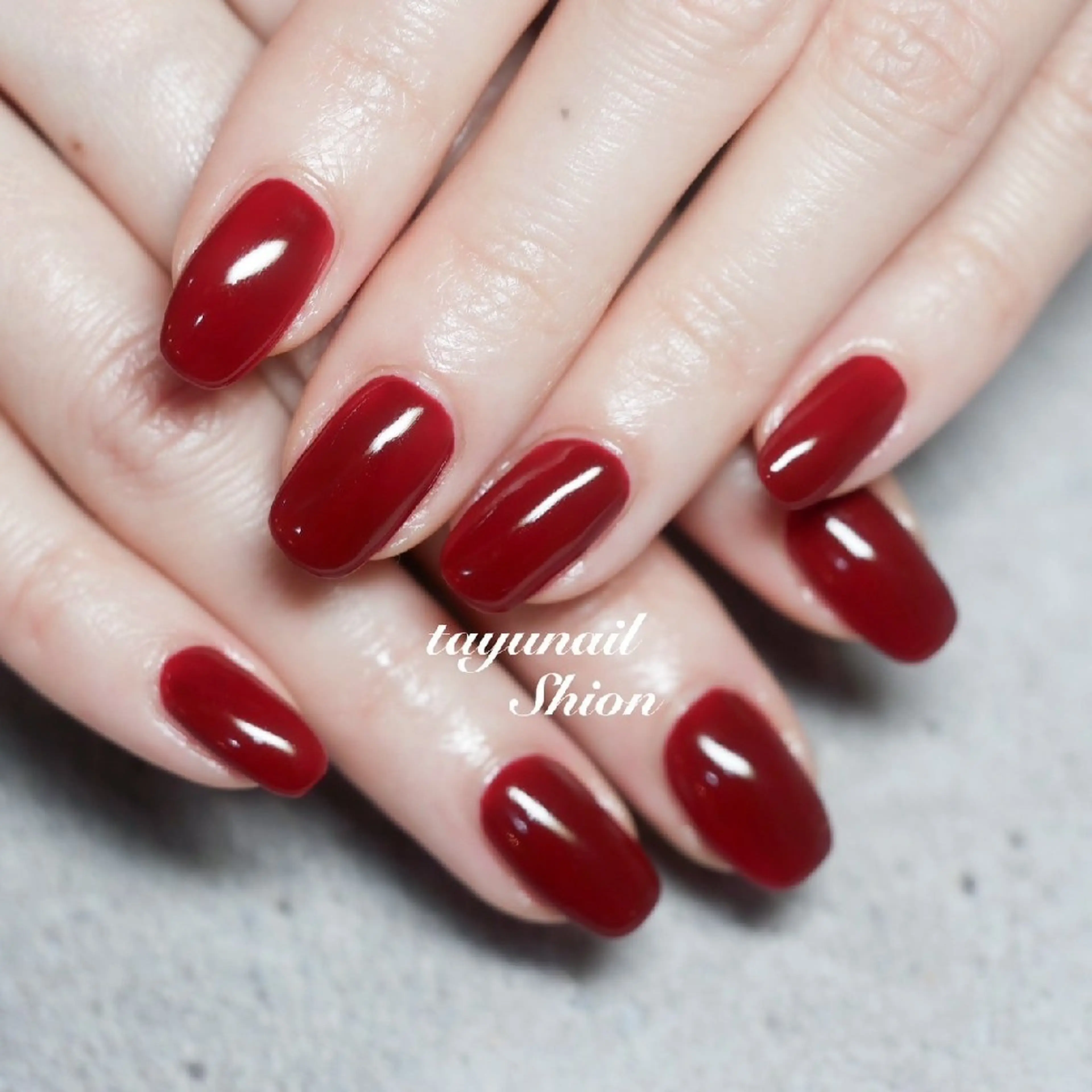 ネイル ボルドー ジェルネイル ワンカラーネイル パラジェル 春ネイル ネイルサロン・ネイルスクール たゆnail所属・ネイルサロン 【たゆnail】のネイルデザイン