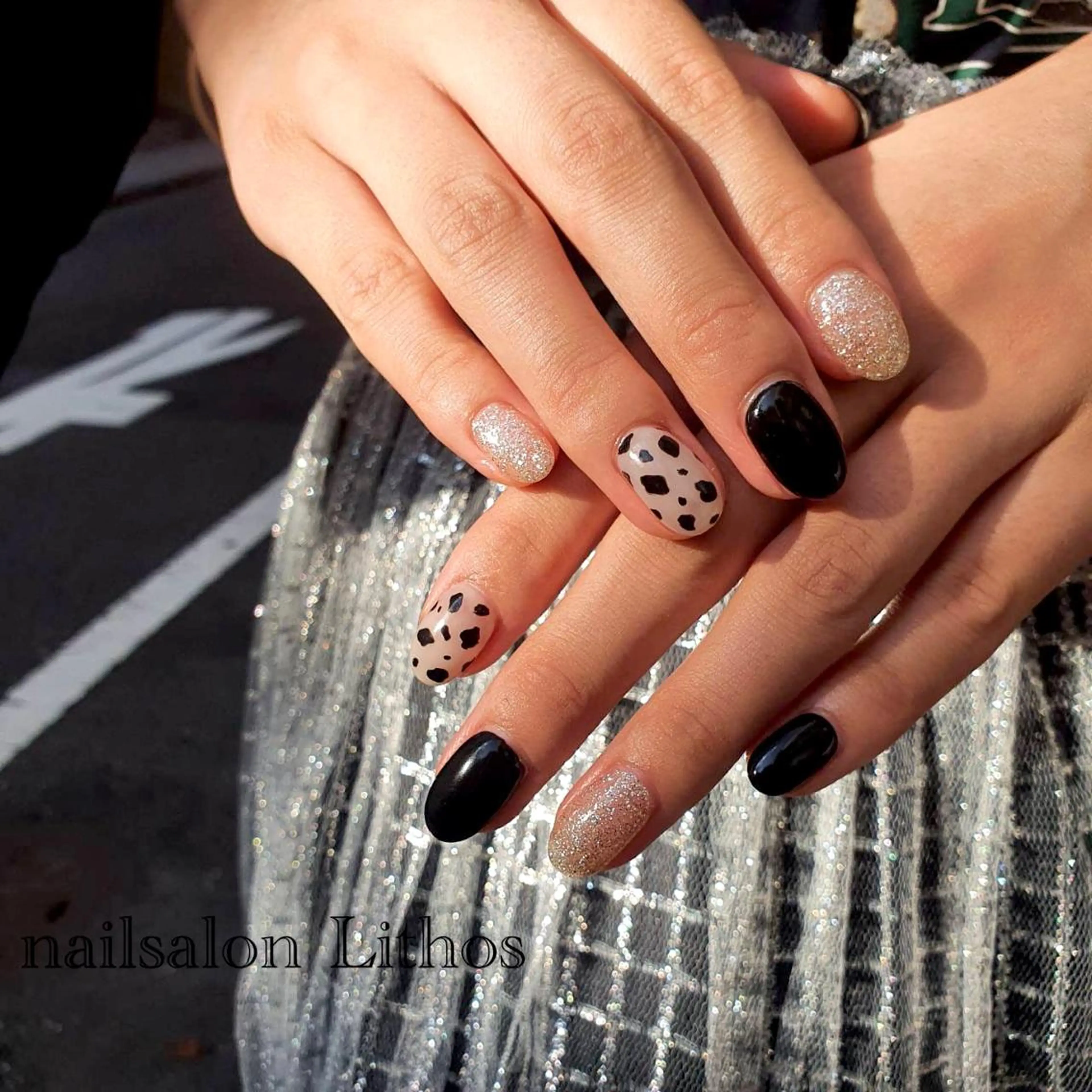 ネイル アニマル柄 アートネイル ジェルネイル キラキラネイル 韓国ネイル nailsalon Lithos所属・nailsalon Recontreのネイルデザイン