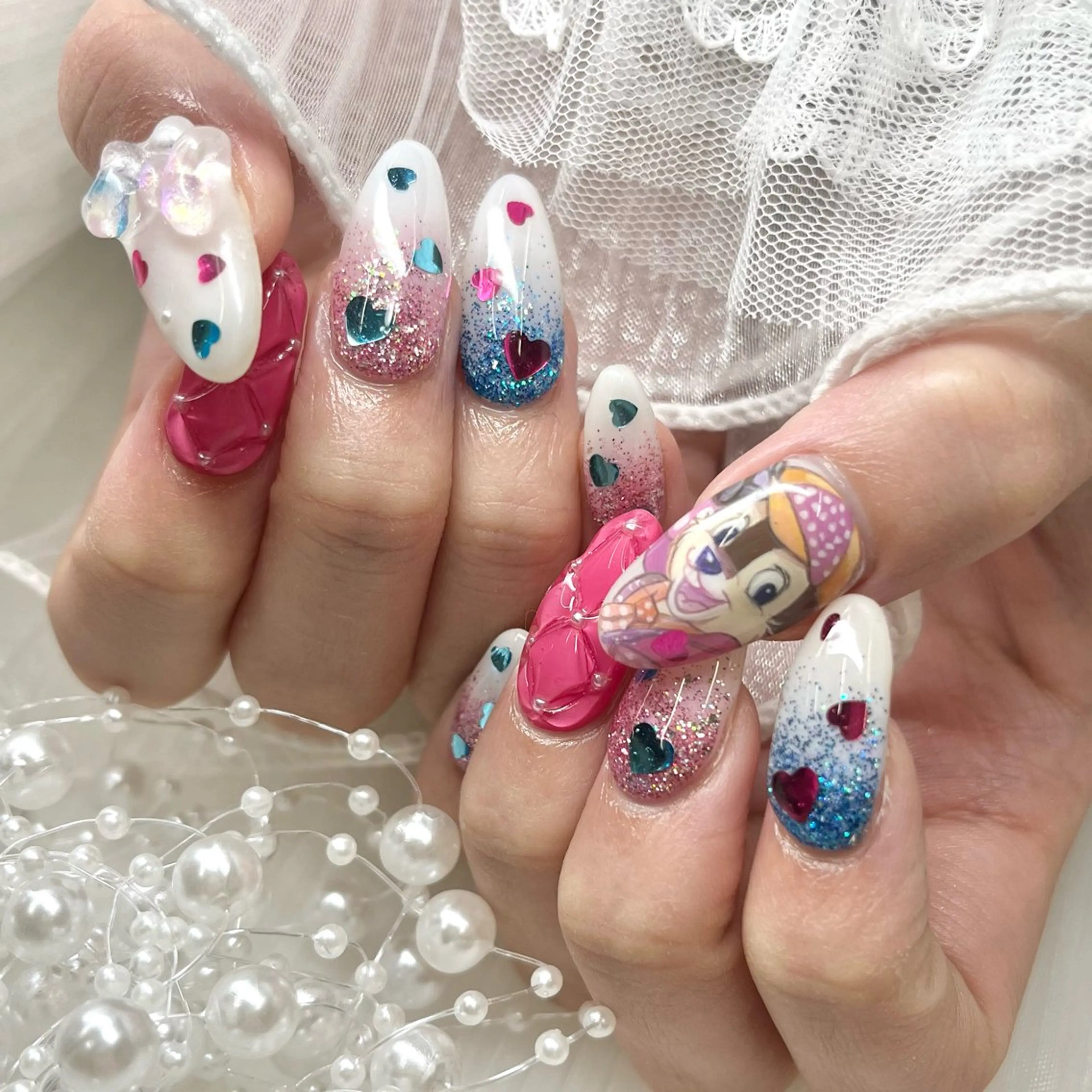 ネイル リボン ハンドネイル 池袋痛ネイル Nok. 渡辺のネイルデザイン