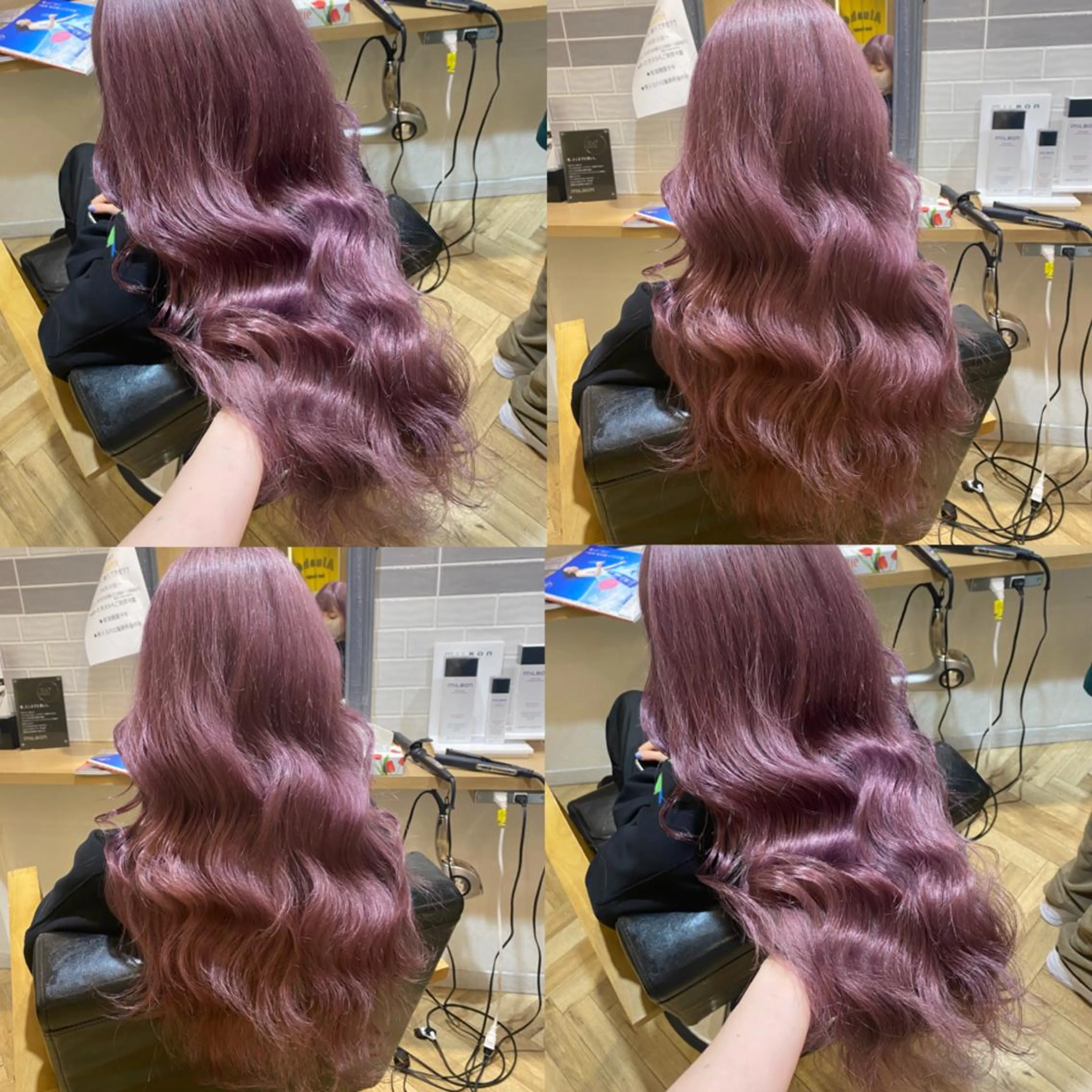 ロング カラー ブリーチ ピンクカラー 艶カラー/韓国顔周り 🎀mamiのヘアスタイル