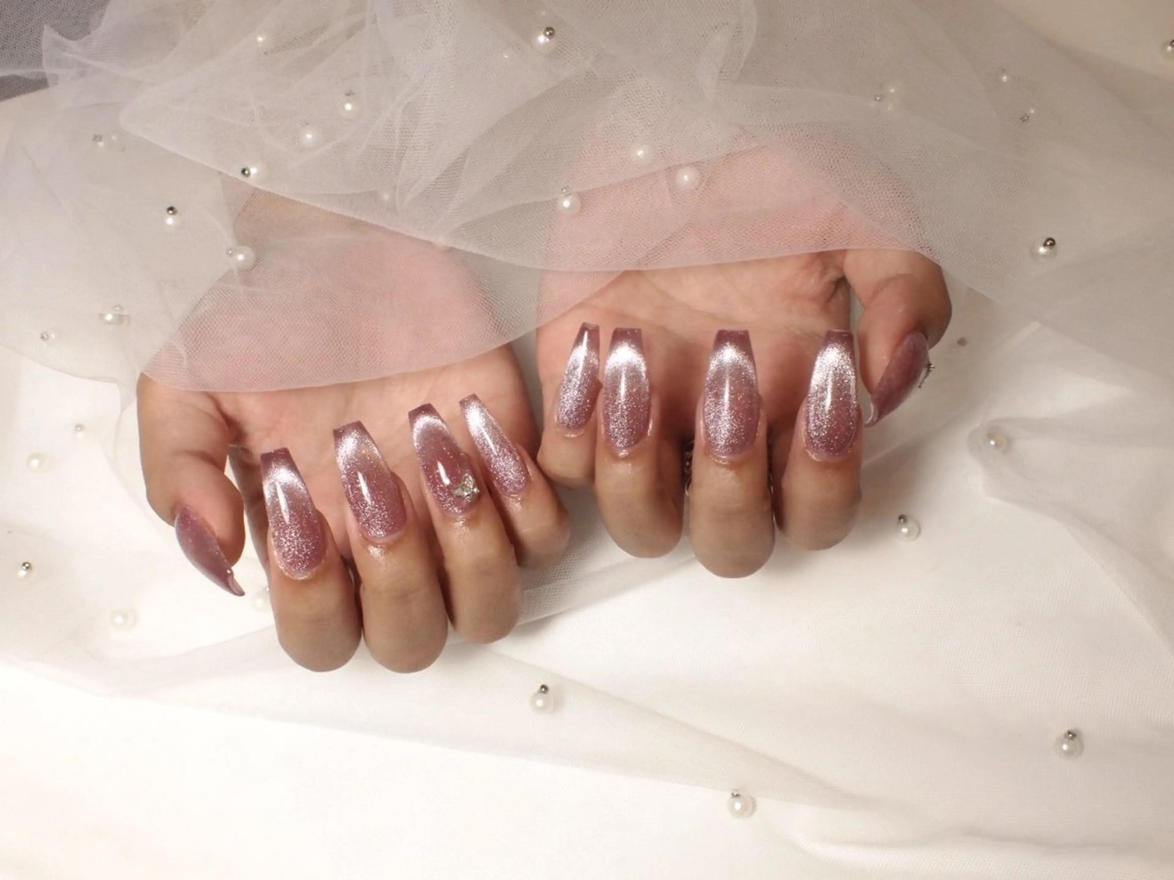 ネイル フレンチネイル マグネットネイル マグネットフレンチ ハンドネイル 【ＯＲＧＡＮ】 nailのネイルデザイン