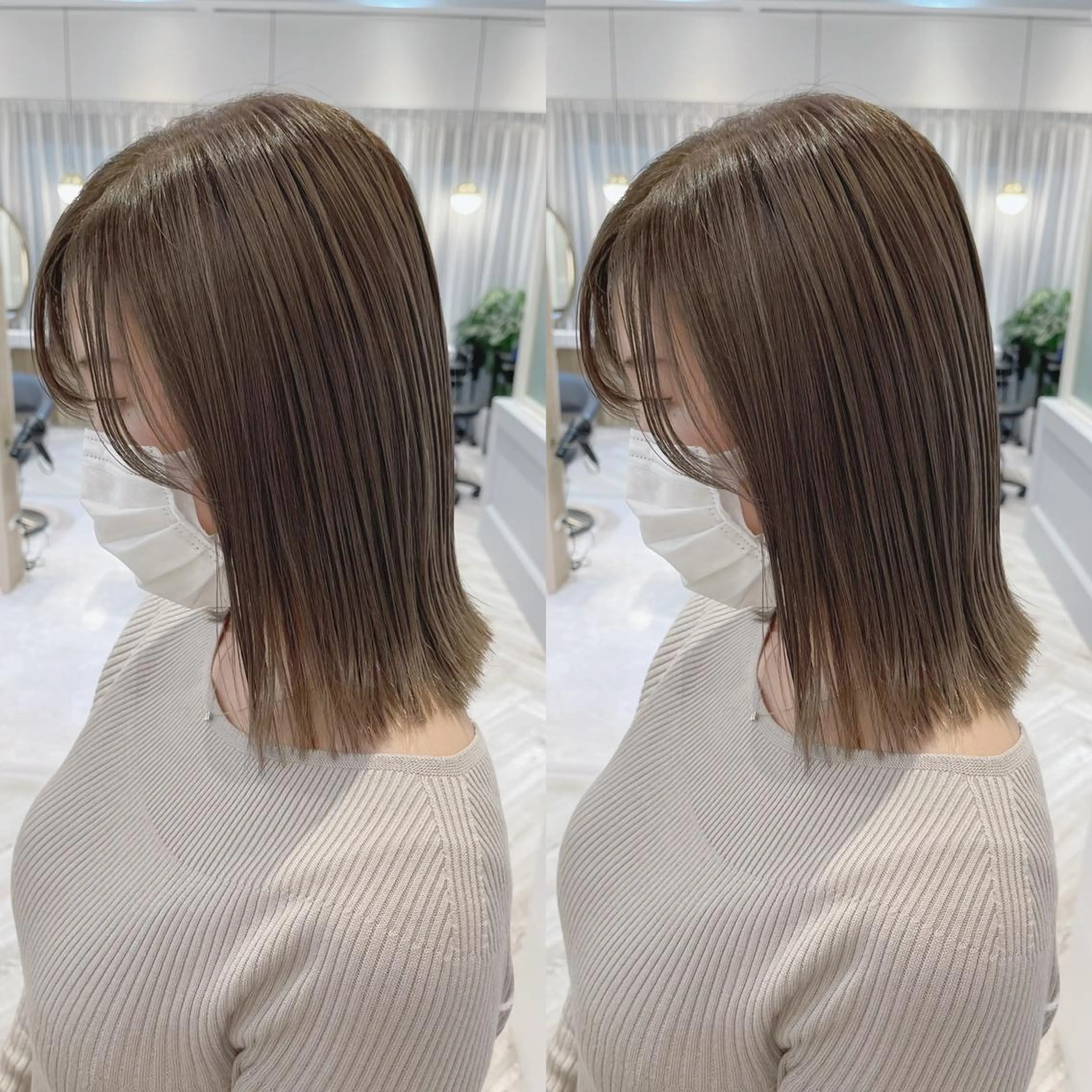 ミディアム カラー グレージュ シルバー シルバーグレージュ youres  hair所属・佐々木 裕一のヘアスタイル