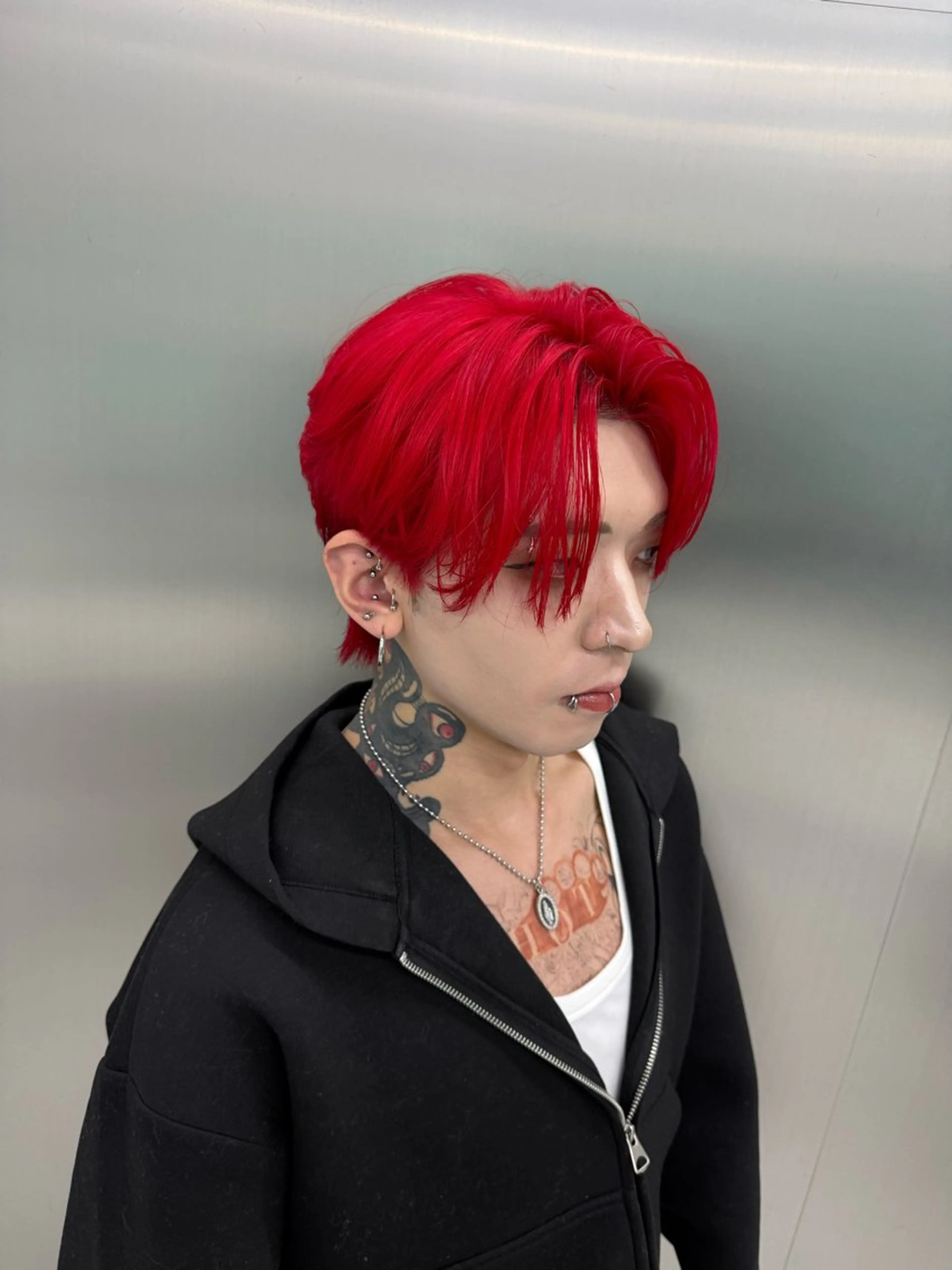 カラー メンズ メンズ韓国風 レッドカラー ヘアカラー 渋谷ブリーチカラー/ デザインカラー/優希のヘアスタイル