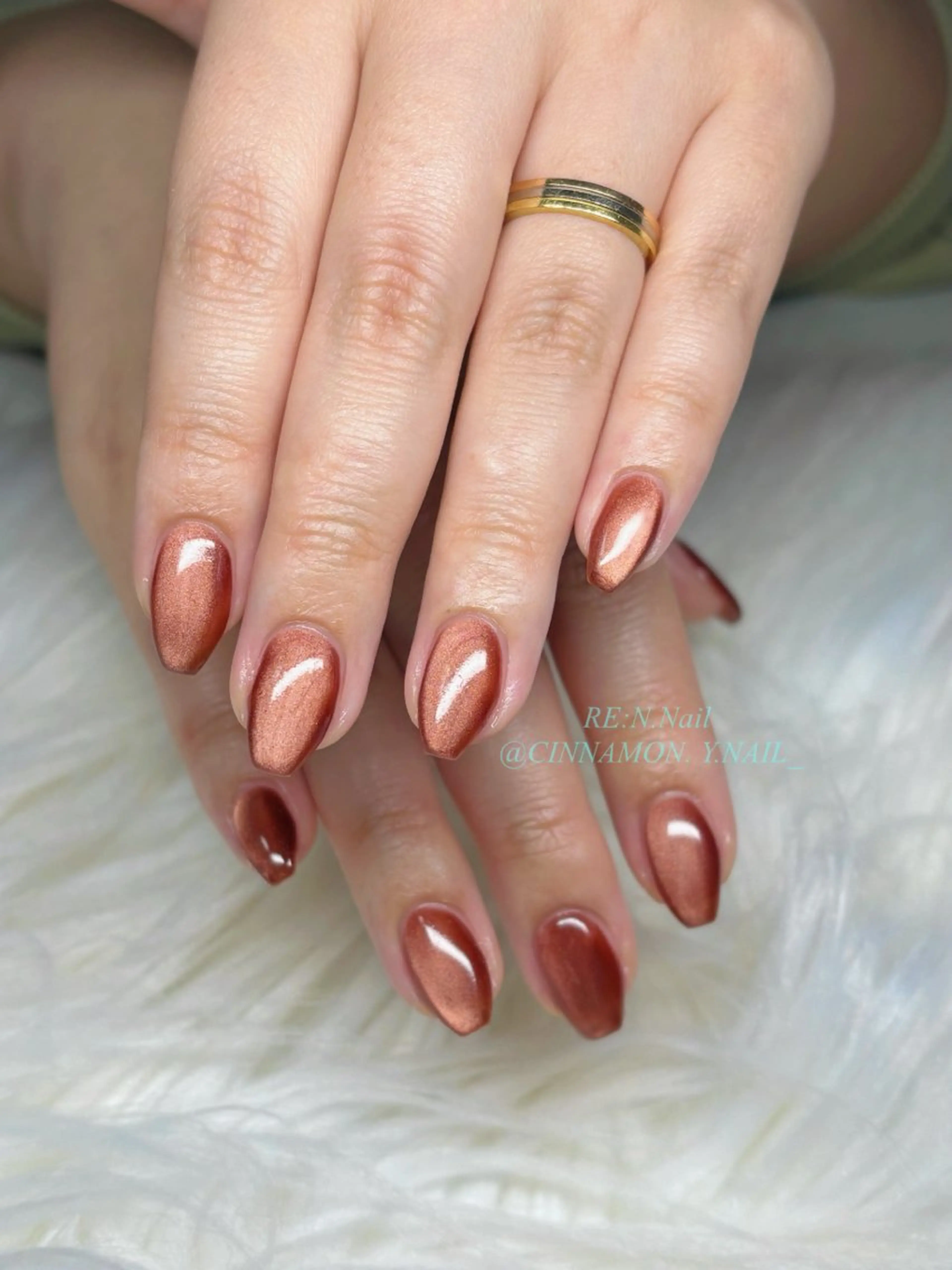 ネイル ブラウン ハンドネイル Yuna🩵 RE:N.Nailのネイルデザイン