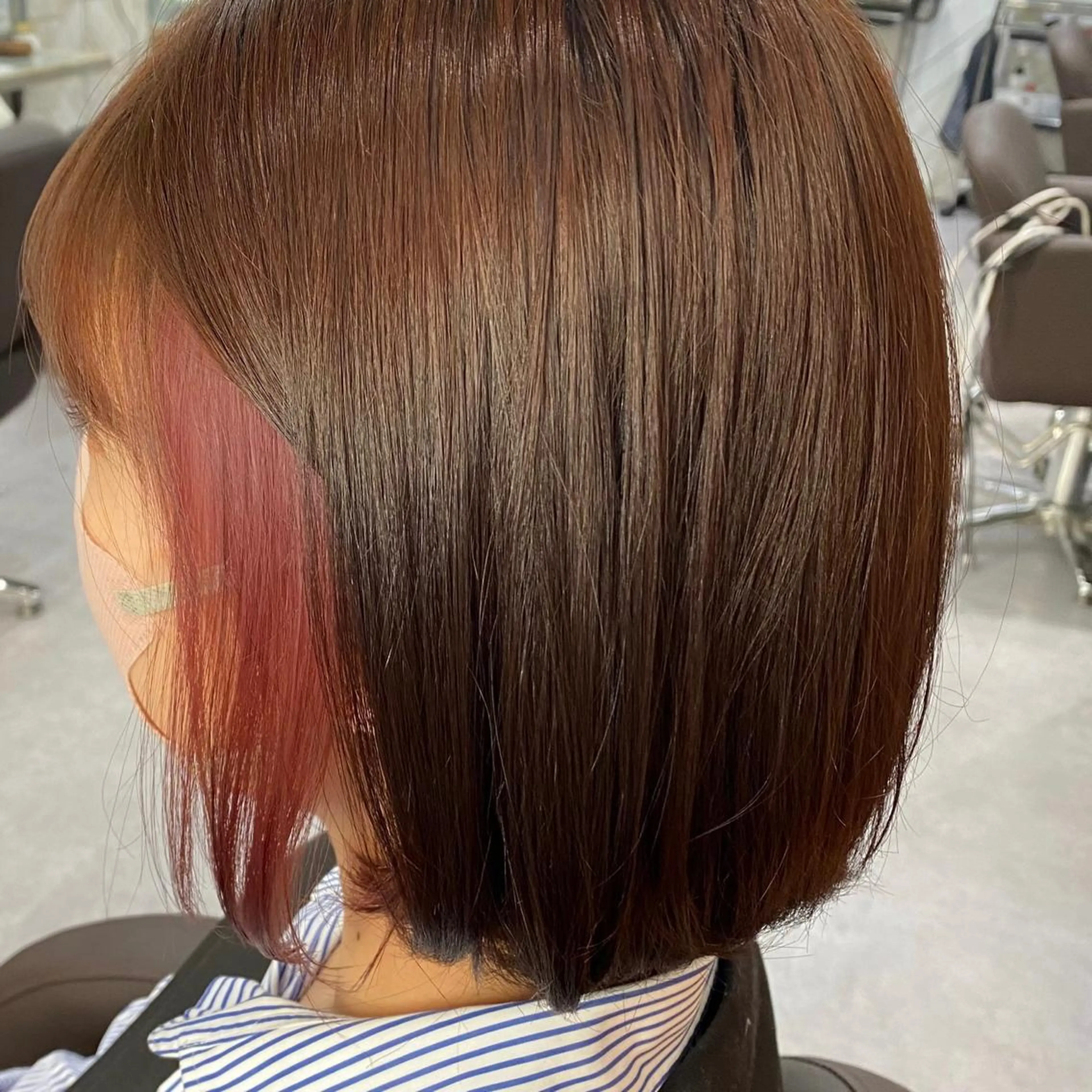 ミディアム カラー ブリーチ イヤリングカラー ピンクカラー mari 🦋のヘアスタイル