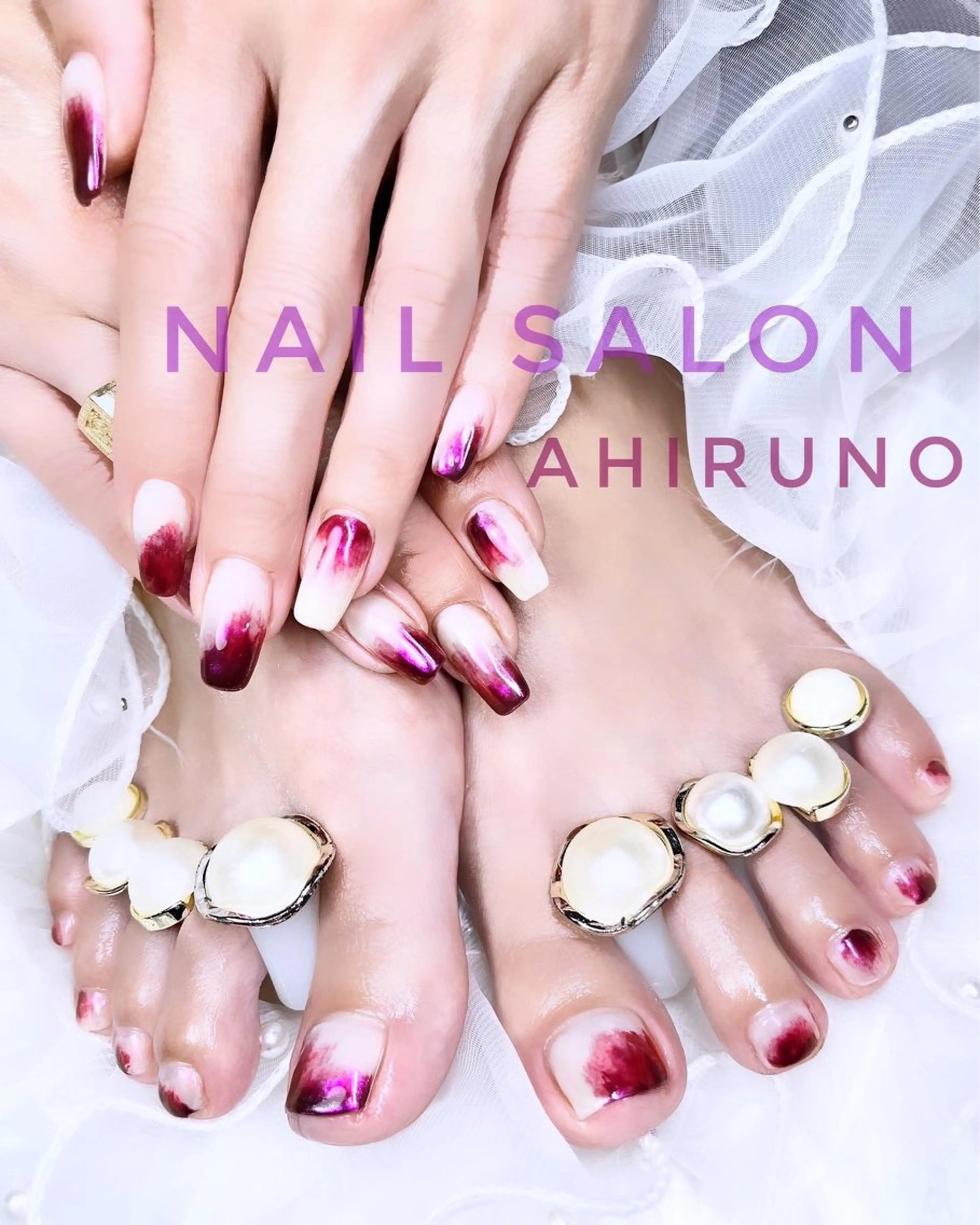 ネイル アートネイル 持ち込み ニュアンスネイル ハンドネイル フットネイル ahiruno ✿ yuiのネイルデザイン