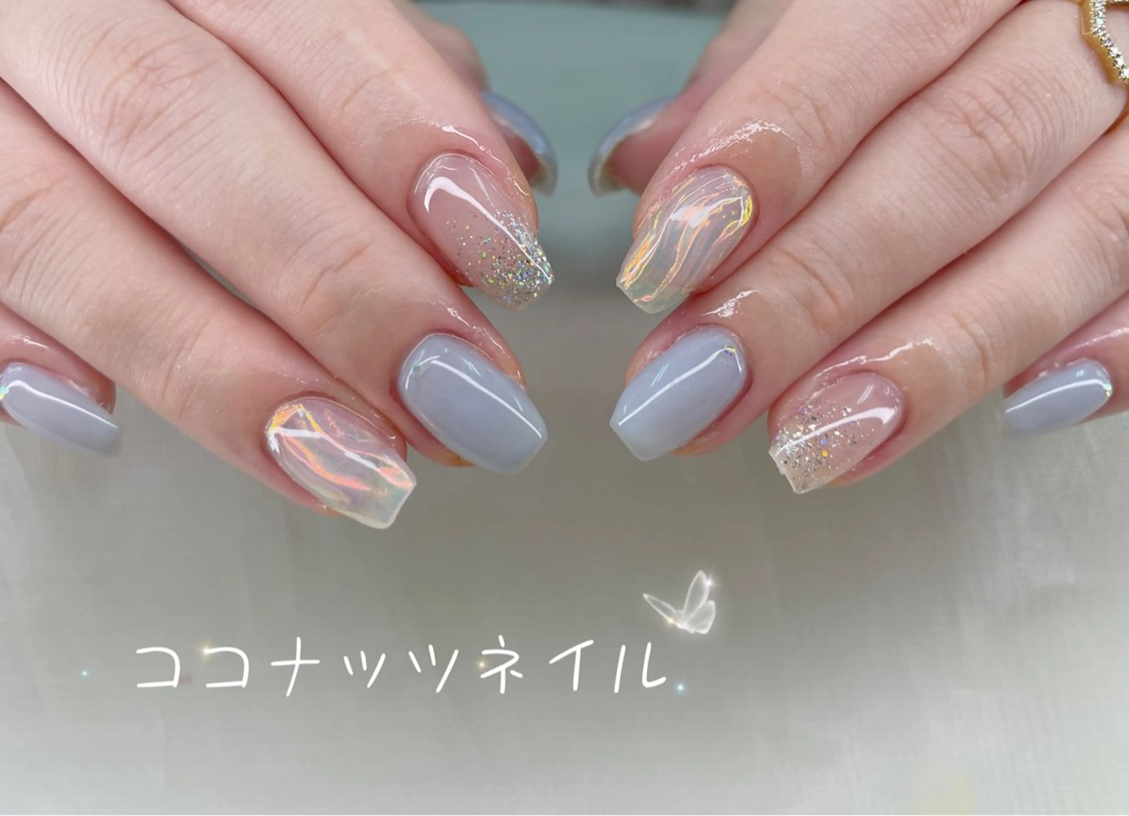 ネイル べっ甲ネイル フレンチネイル キラキラネイル マグネットネイル 大理石ネイル(マーブル) ハンドネイル 神田 ココナッツのネイルデザイン
