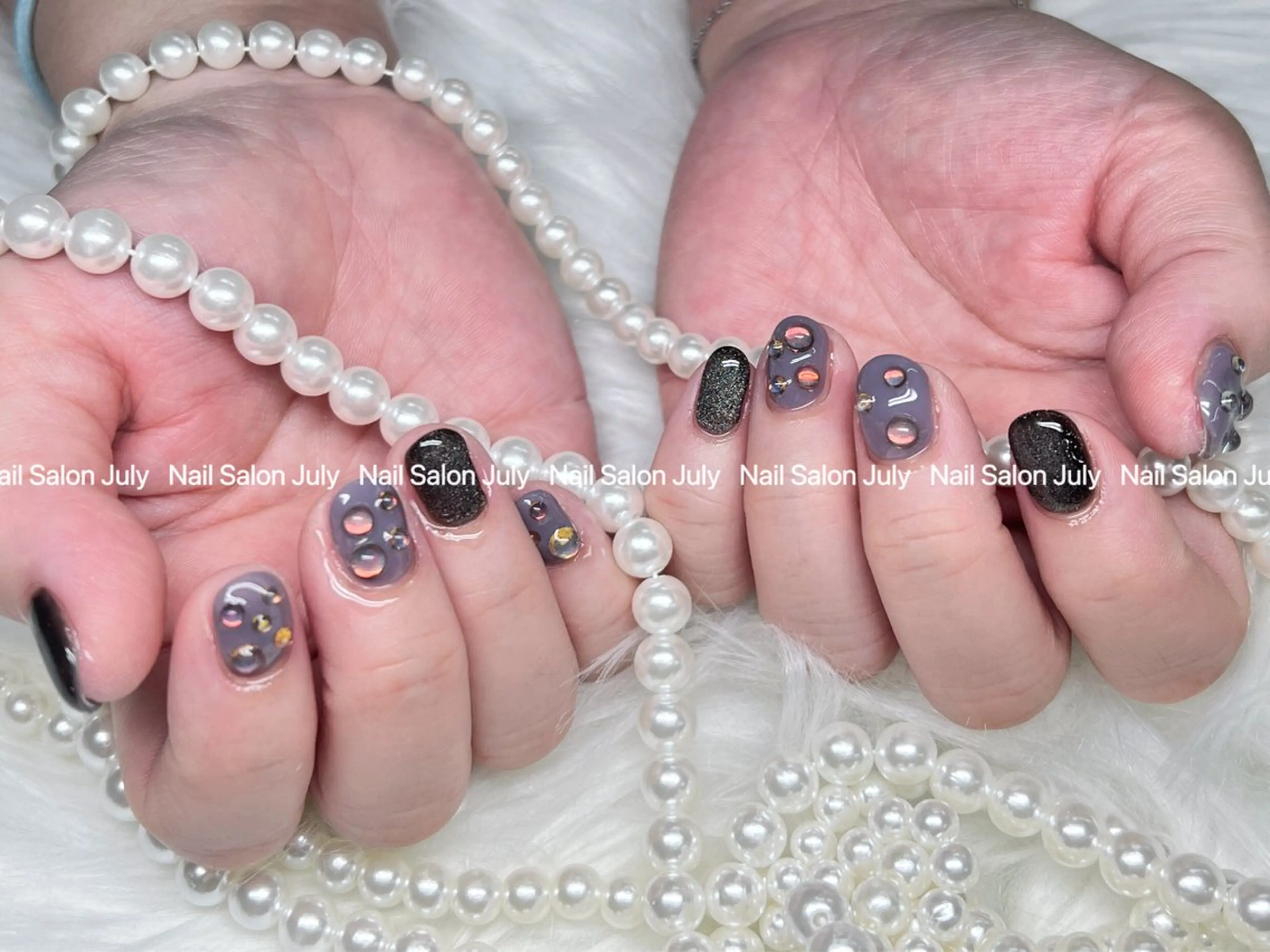 ネイル アートネイル オーロラネイル ジェルネイル ガーリー キラキラネイル ハンドネイル July モモのネイルデザイン