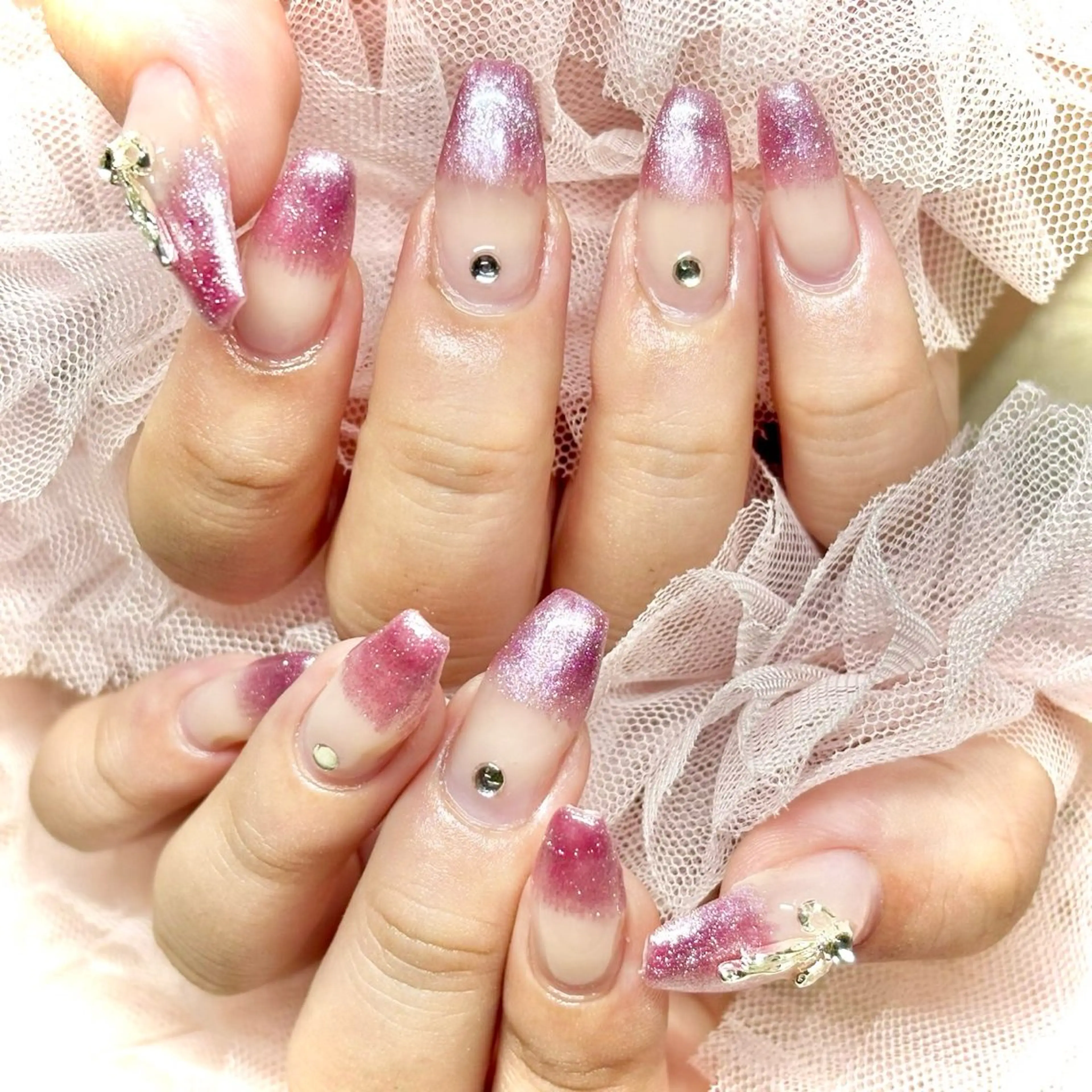 ネイル フラッシュネイル 韓国ネイル リボン スカルプネイル ワンホンネイル miminon 自宅ネイルサロンのネイルデザイン