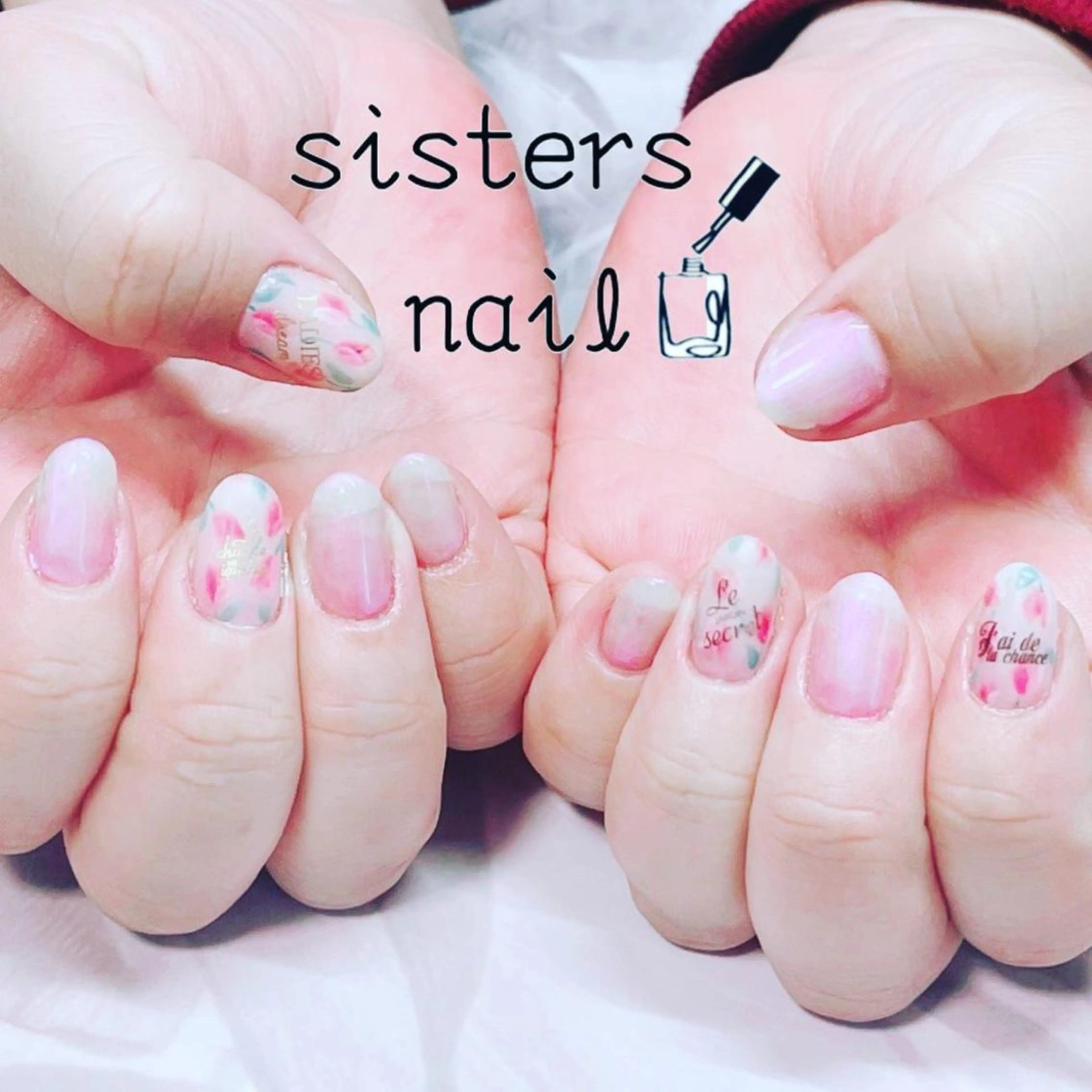 ネイル アートネイル フラワーネイル キラキラネイル マットネイル 春ネイル ハンドネイル ハンドケア sisters nail.fのネイルデザイン