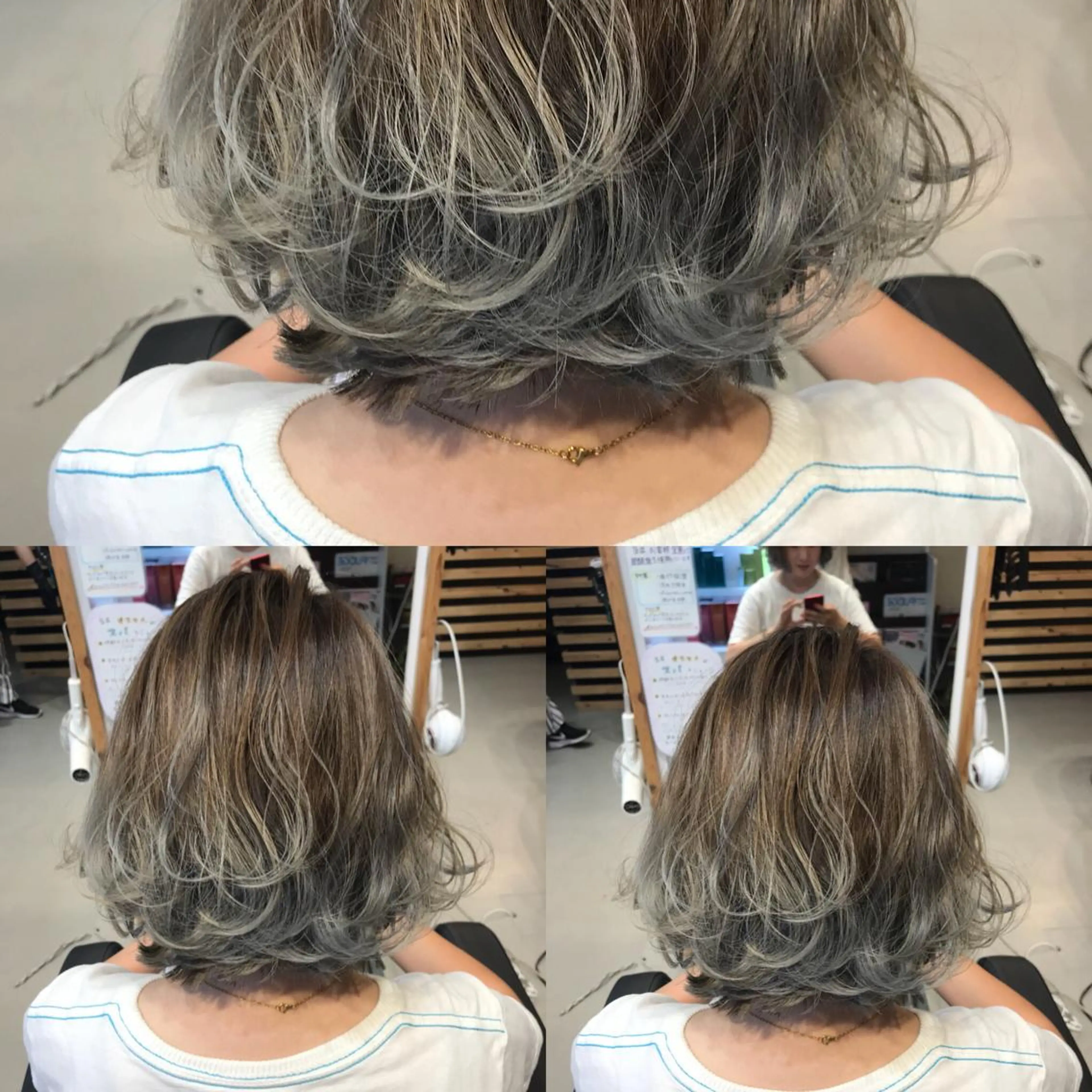 ショート カラー ブリーチ シルバー ヘアカラー 大久保 隆蔵のヘアスタイル