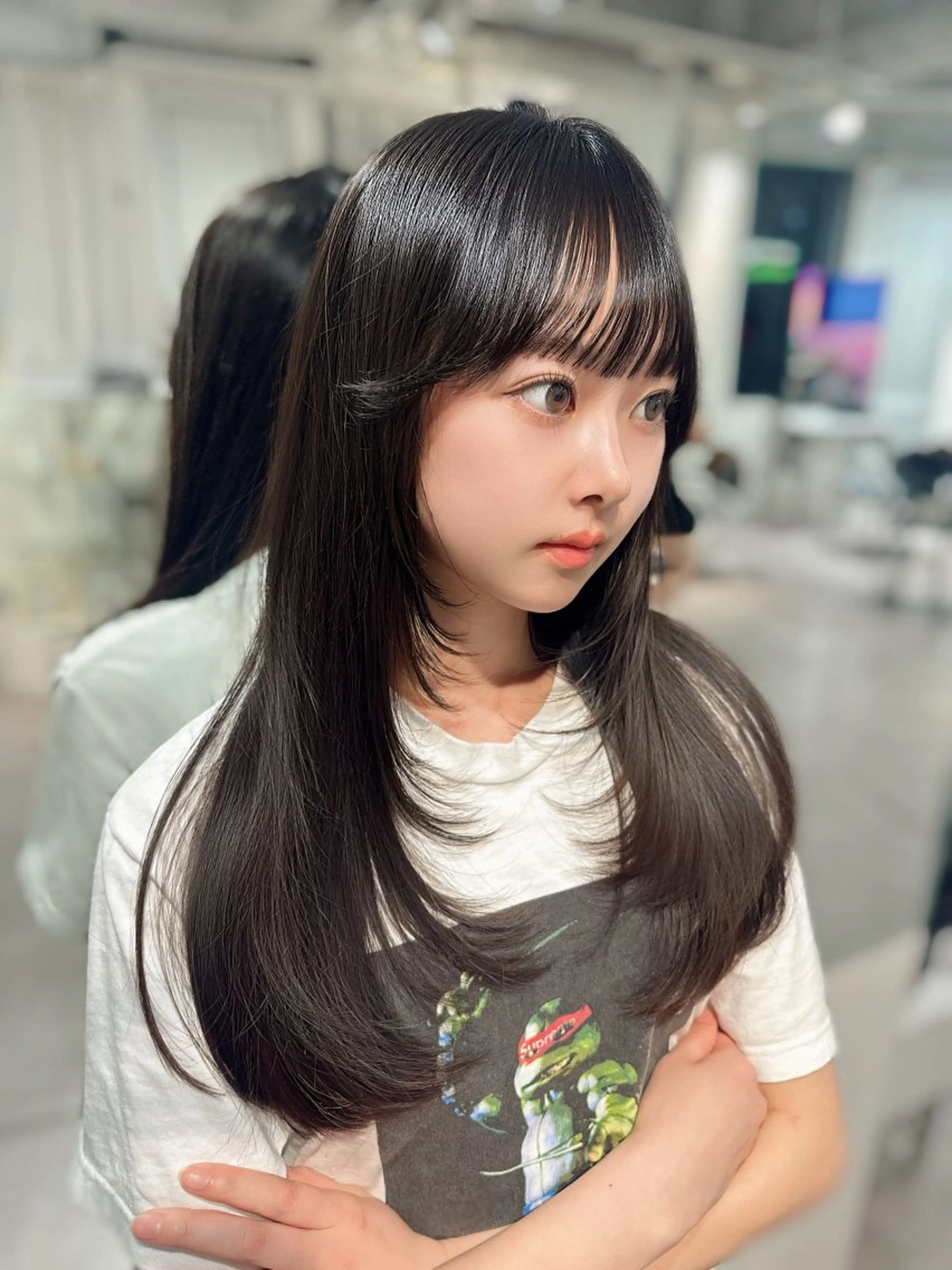 セミロング カラー レイヤーカット ヘアカラー トリートメント 渋谷韓国ヘア🇰🇷 SAYAKA🩶ᩚのヘアスタイル