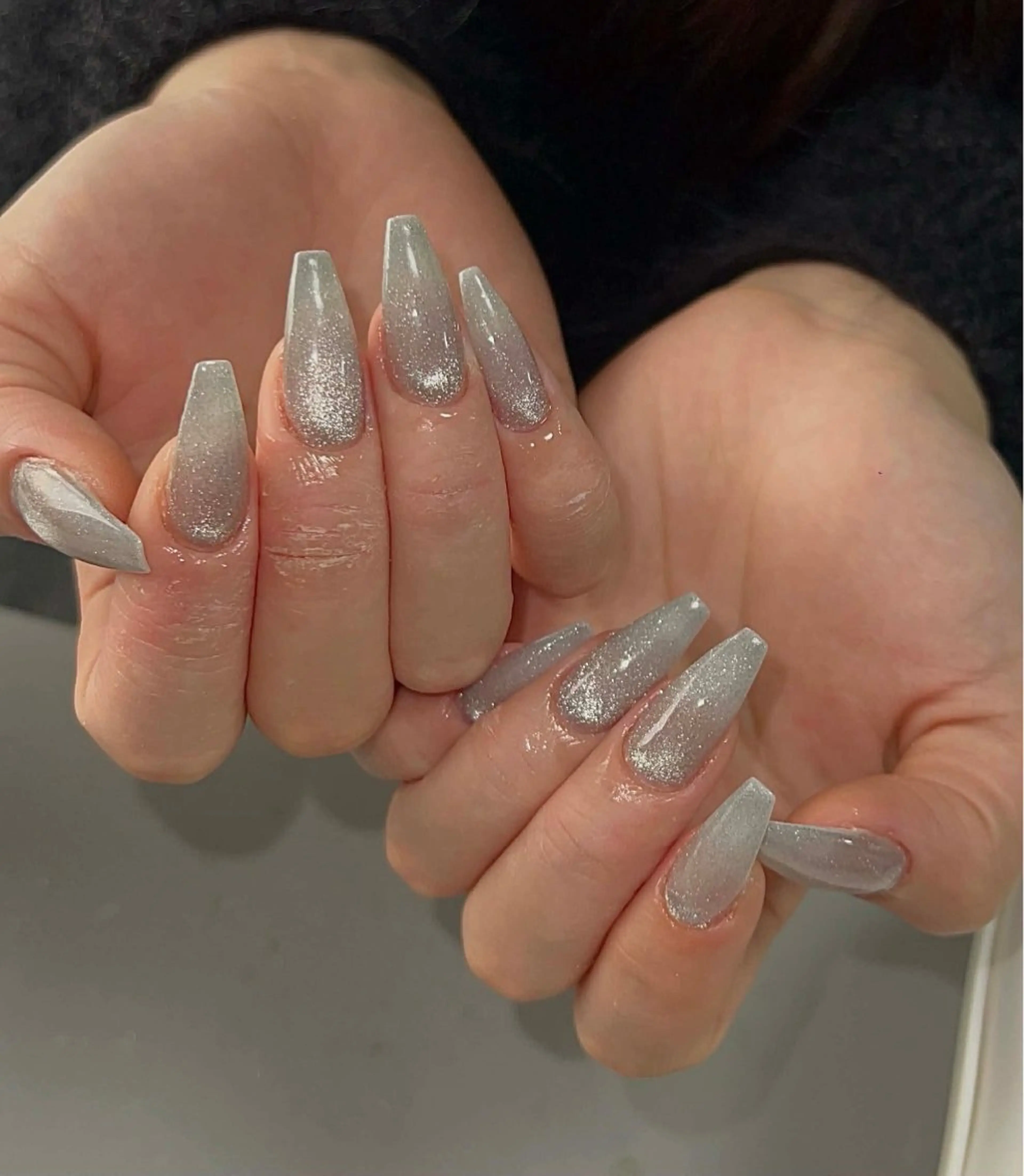 ネイル オーロラネイル クリアネイル 成人式 フラッシュネイル ジェルネイル ハンドネイル Amee Nail Salonのネイルデザイン