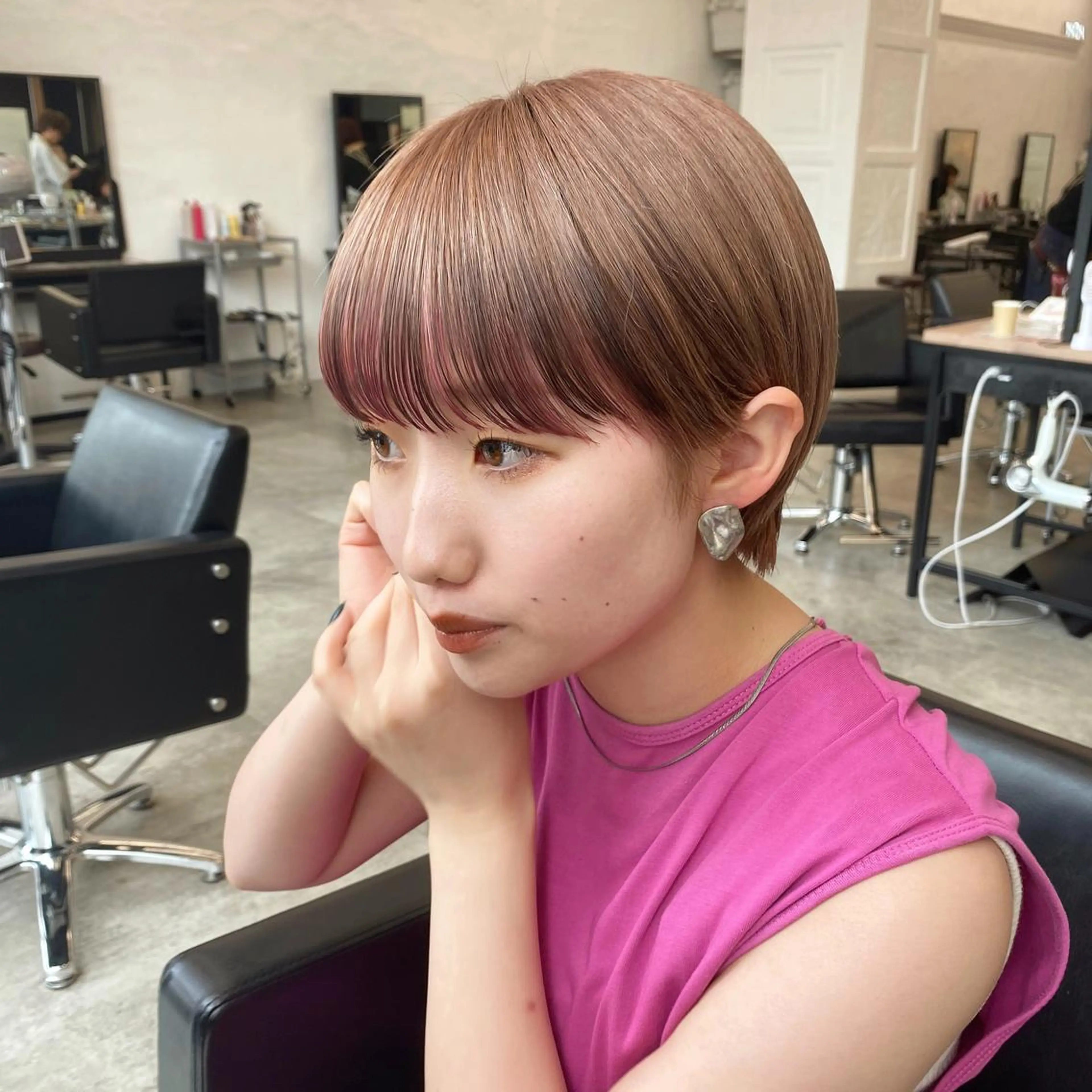 ショート カラー ヘアカラー トリートメント レイヤー/ボブ/透明 感カラー/nayuのヘアスタイル