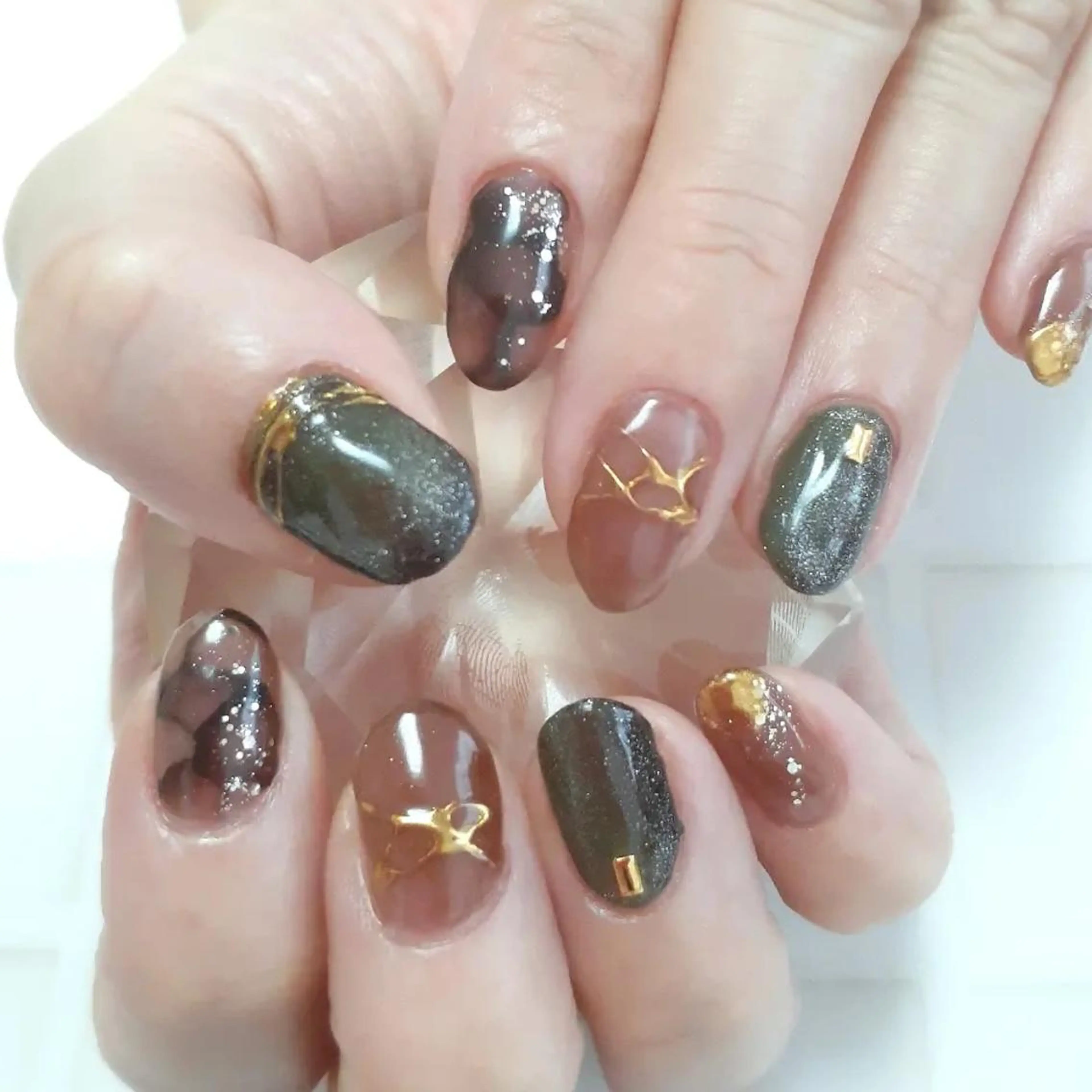 ネイル ブラウン ハンドネイル 池元 真由美のネイルデザイン