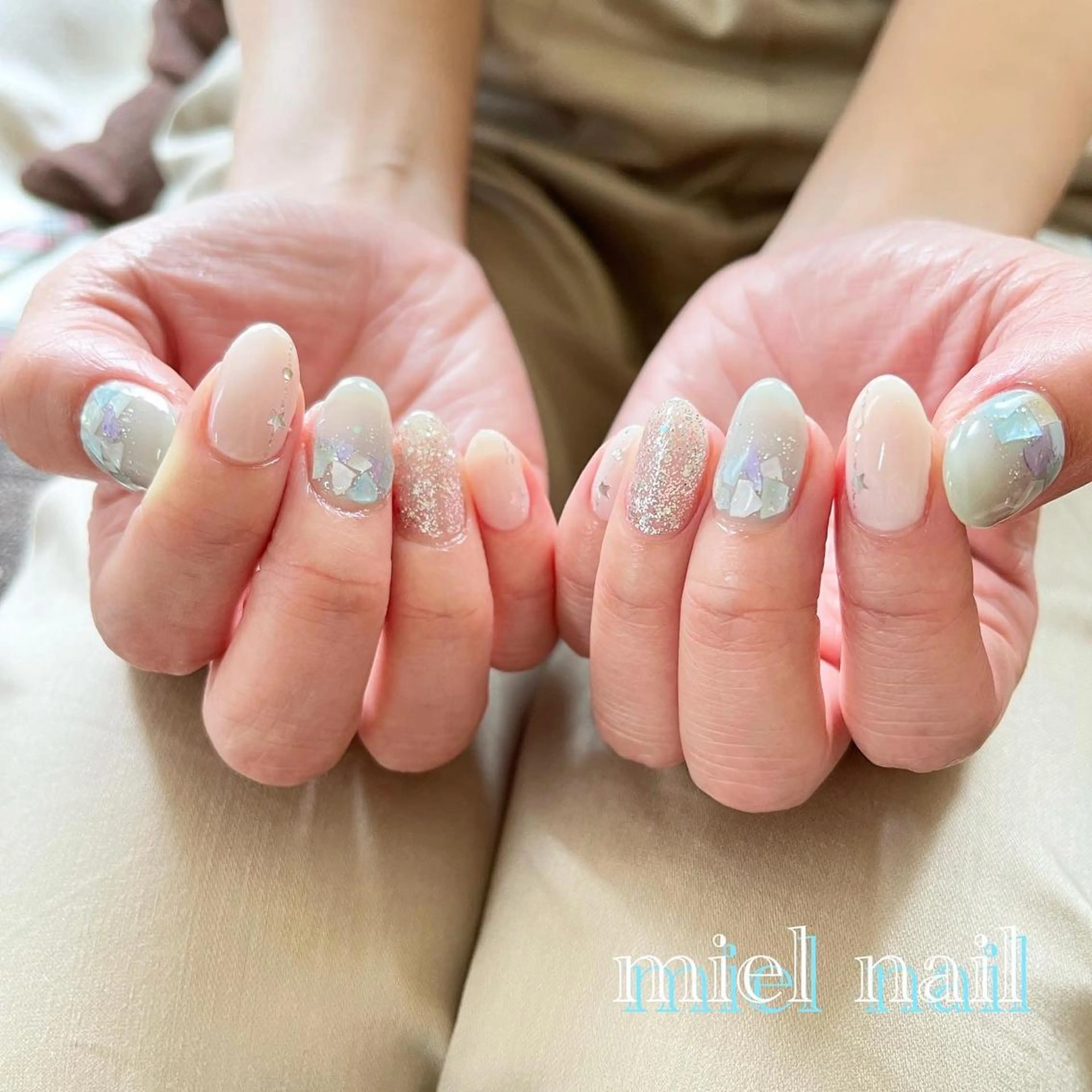 ネイル クリアネイル 夏ネイル ハンドネイル miel nailのネイルデザイン