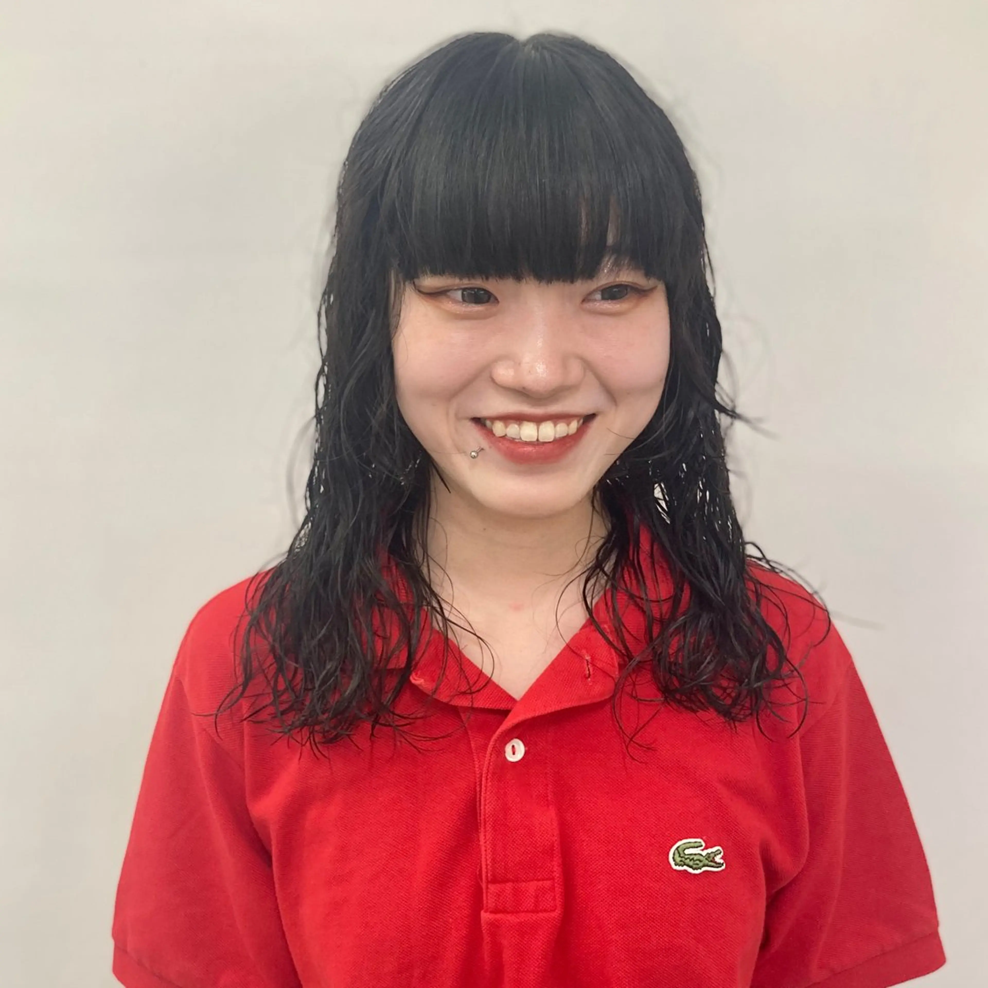 セミロング パーマ ウルフレイヤー エクステ/kokiのヘアスタイル