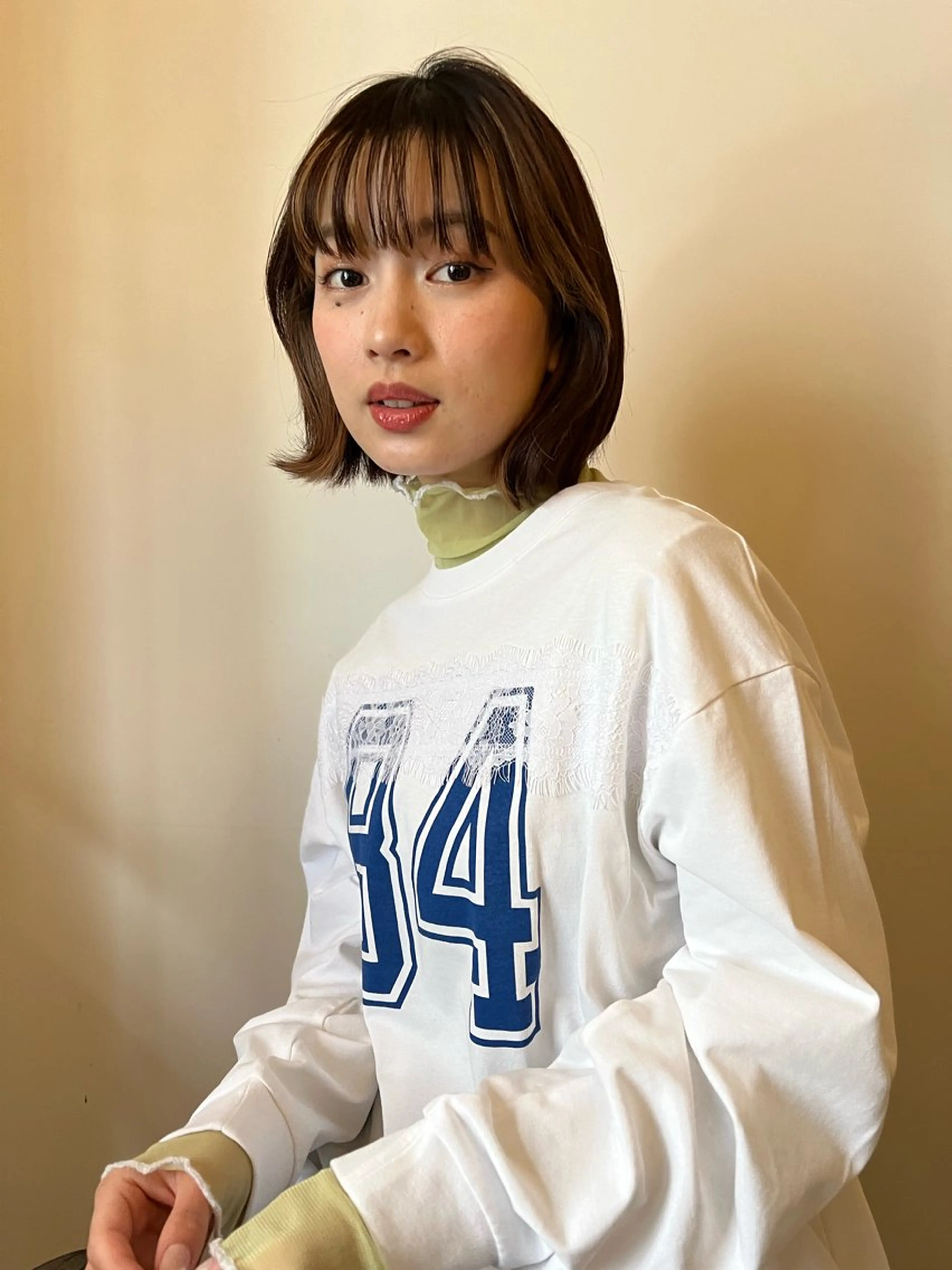 ミディアム ボブ カット ヘアカラー トリートメント ENIF 大島 芽生のヘアスタイル