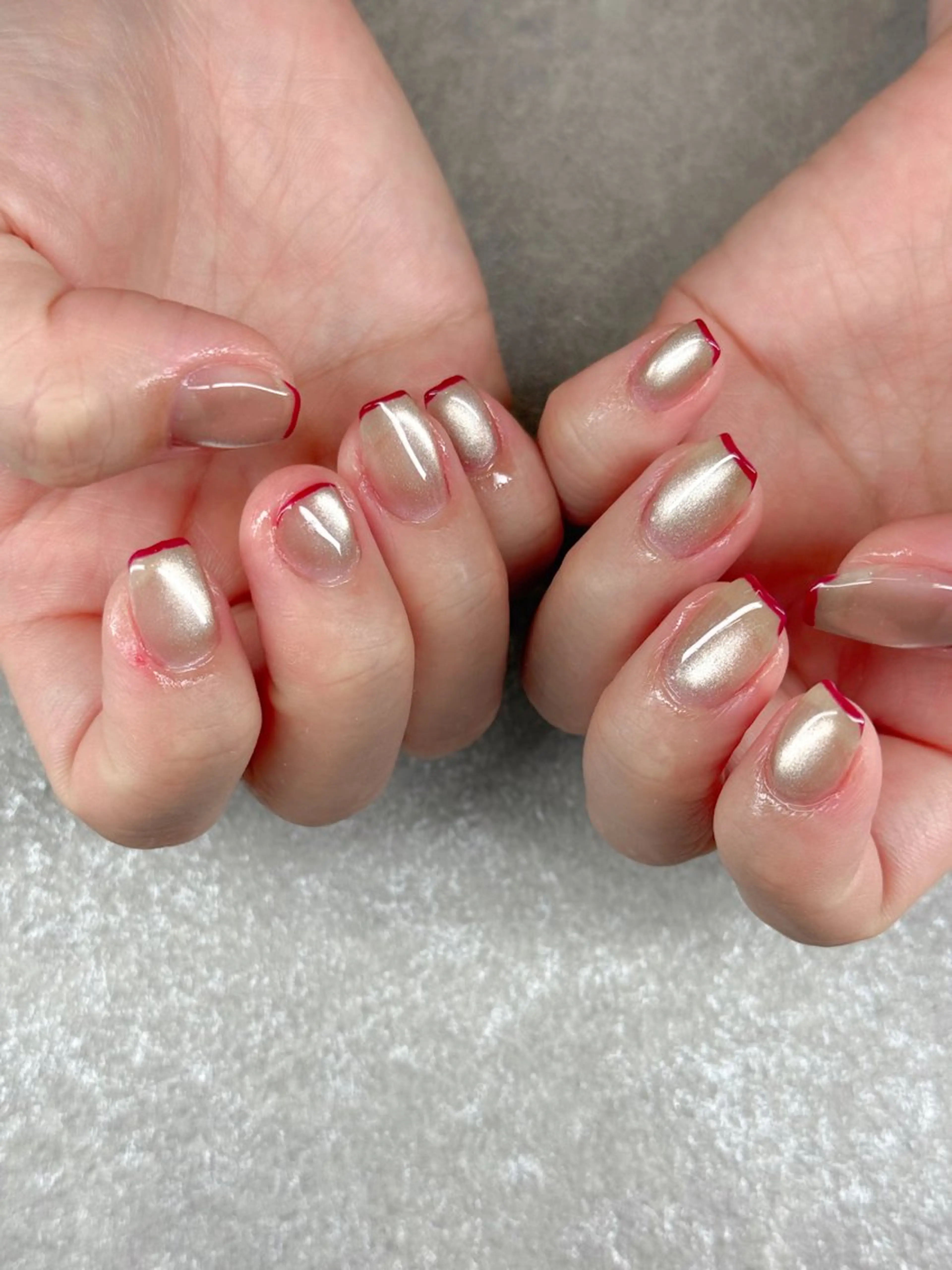 ネイル フレンチネイル マグネットネイル ハンドネイル Agate miku🎀‧₊のネイルデザイン