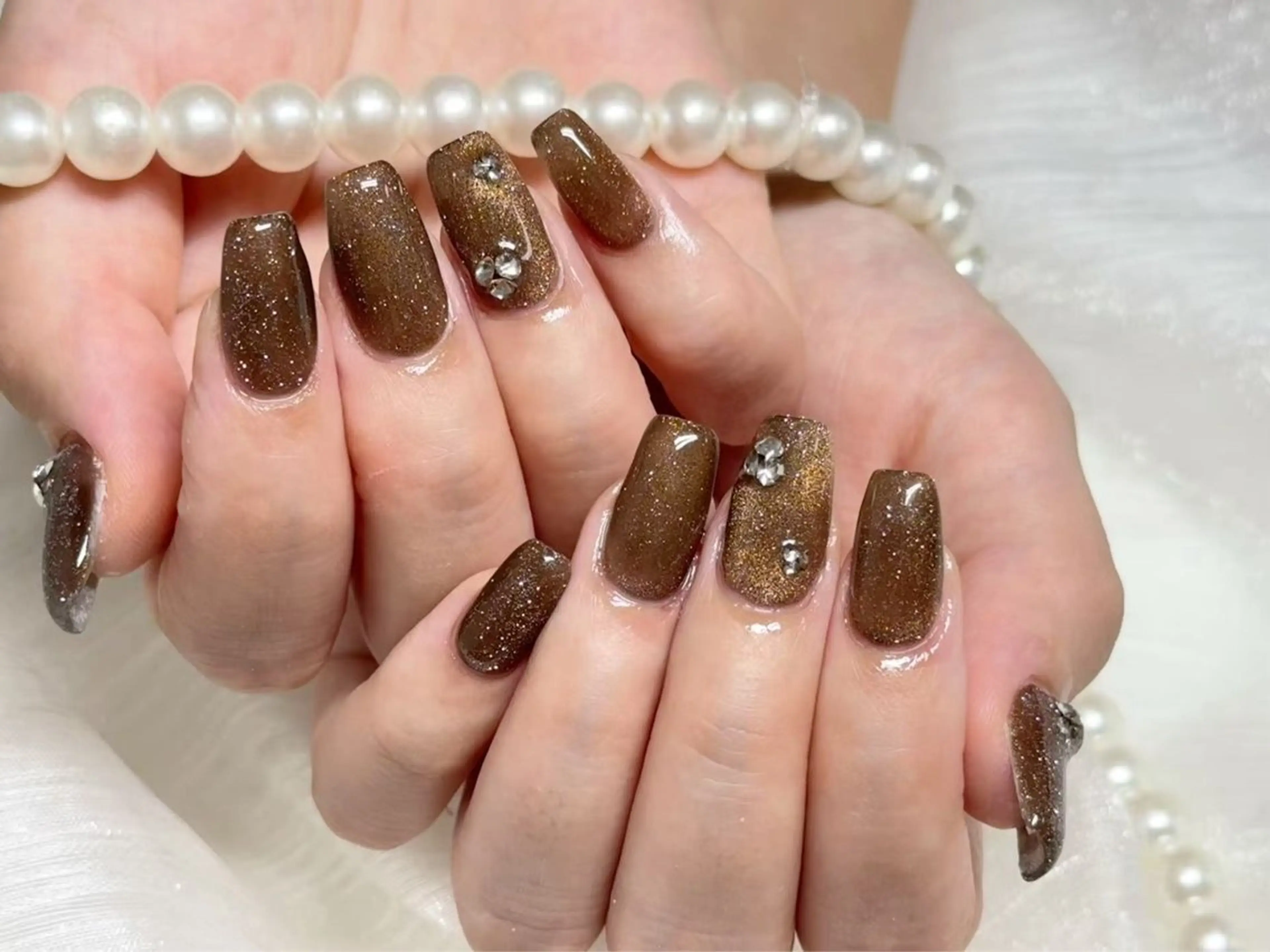 ネイル オーロラネイル 長さ出し フレンチネイル ガーリー キラキラネイル RIn 🎀のネイルデザイン