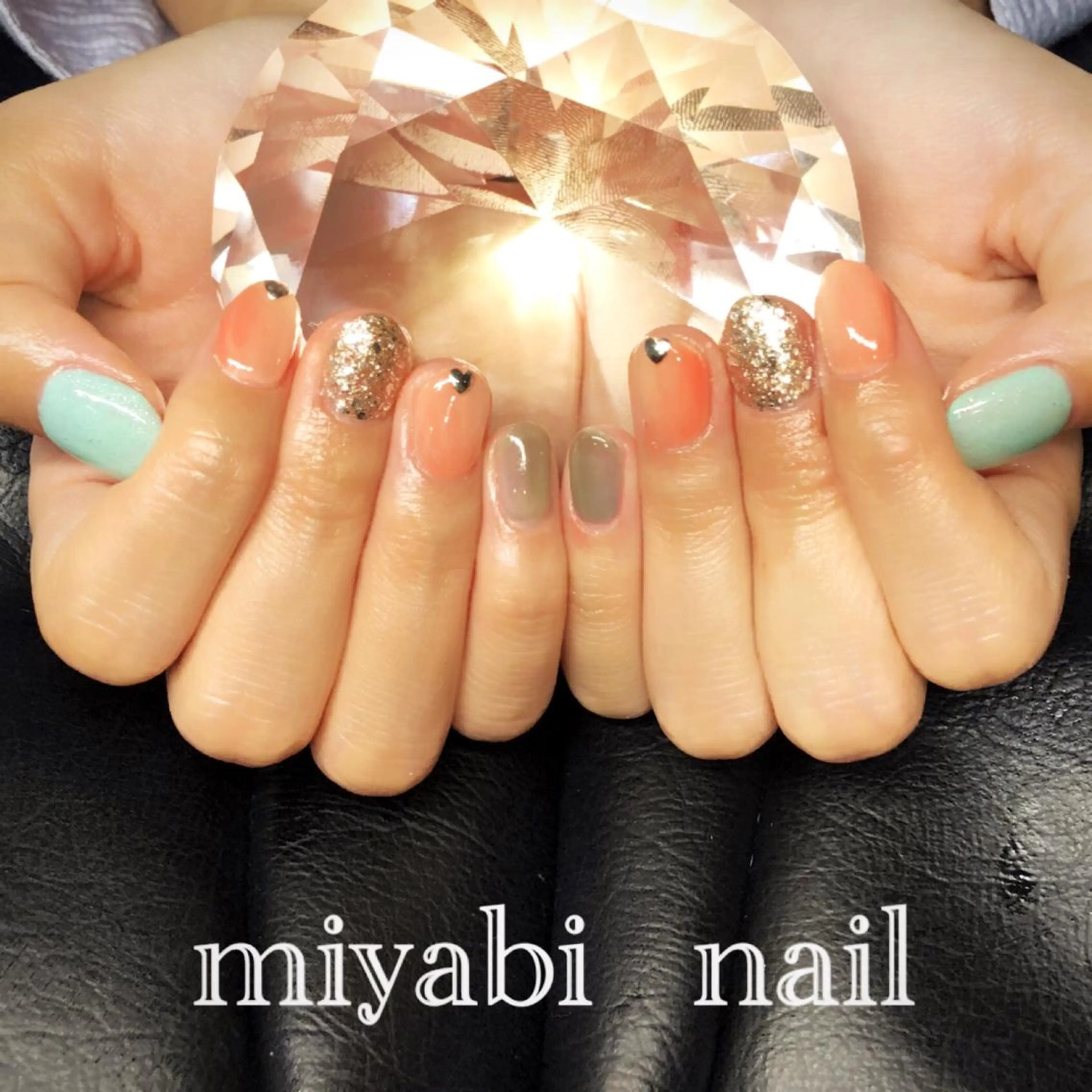 ネイル アートネイル 持ち込み ぷっくりネイル ショートネイル ハンドネイル miyabi nail 桂川駅近くのネイルデザイン