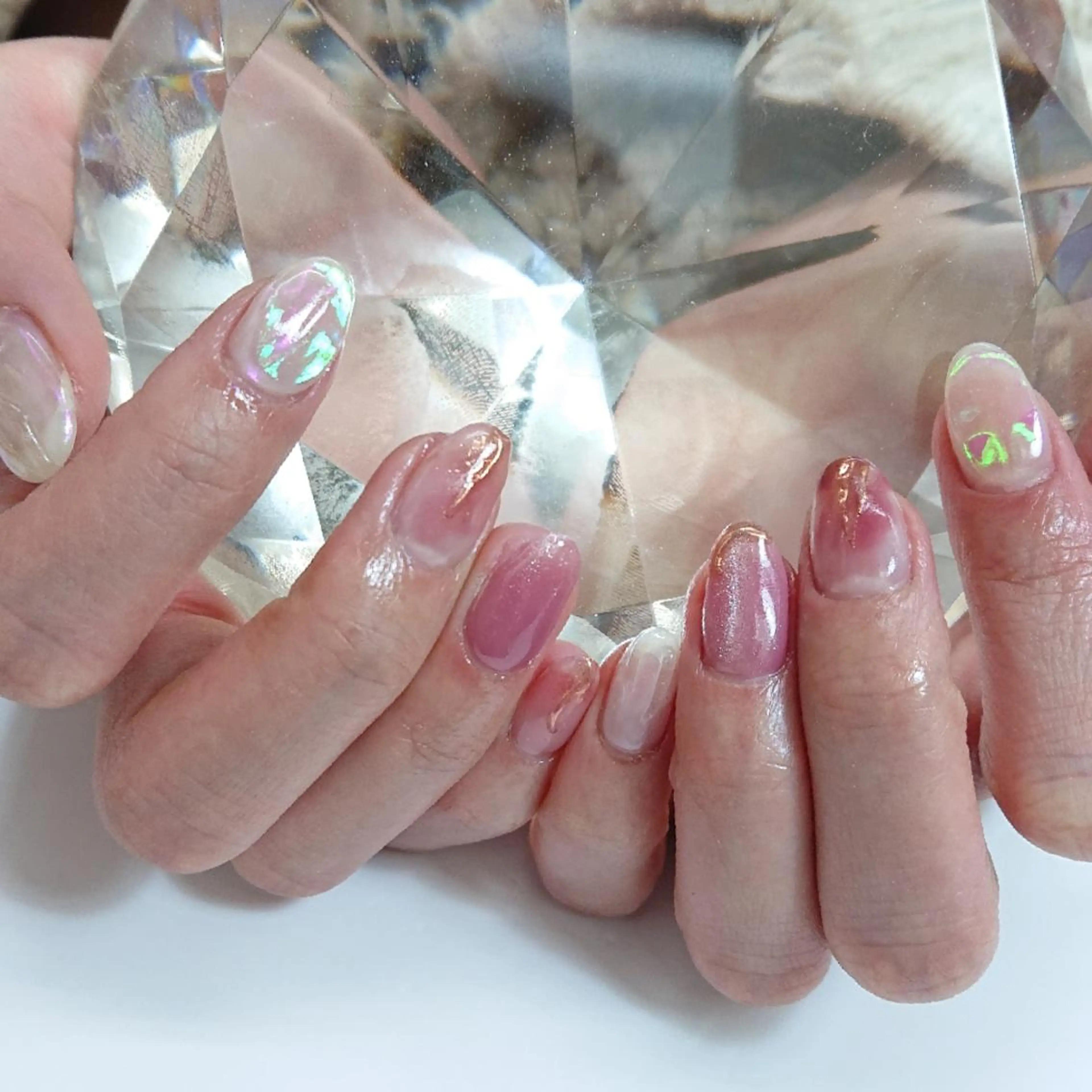 ネイル 桜ネイル ニュアンスネイル ピンク ハンドネイル Coco Girlsのネイルデザイン