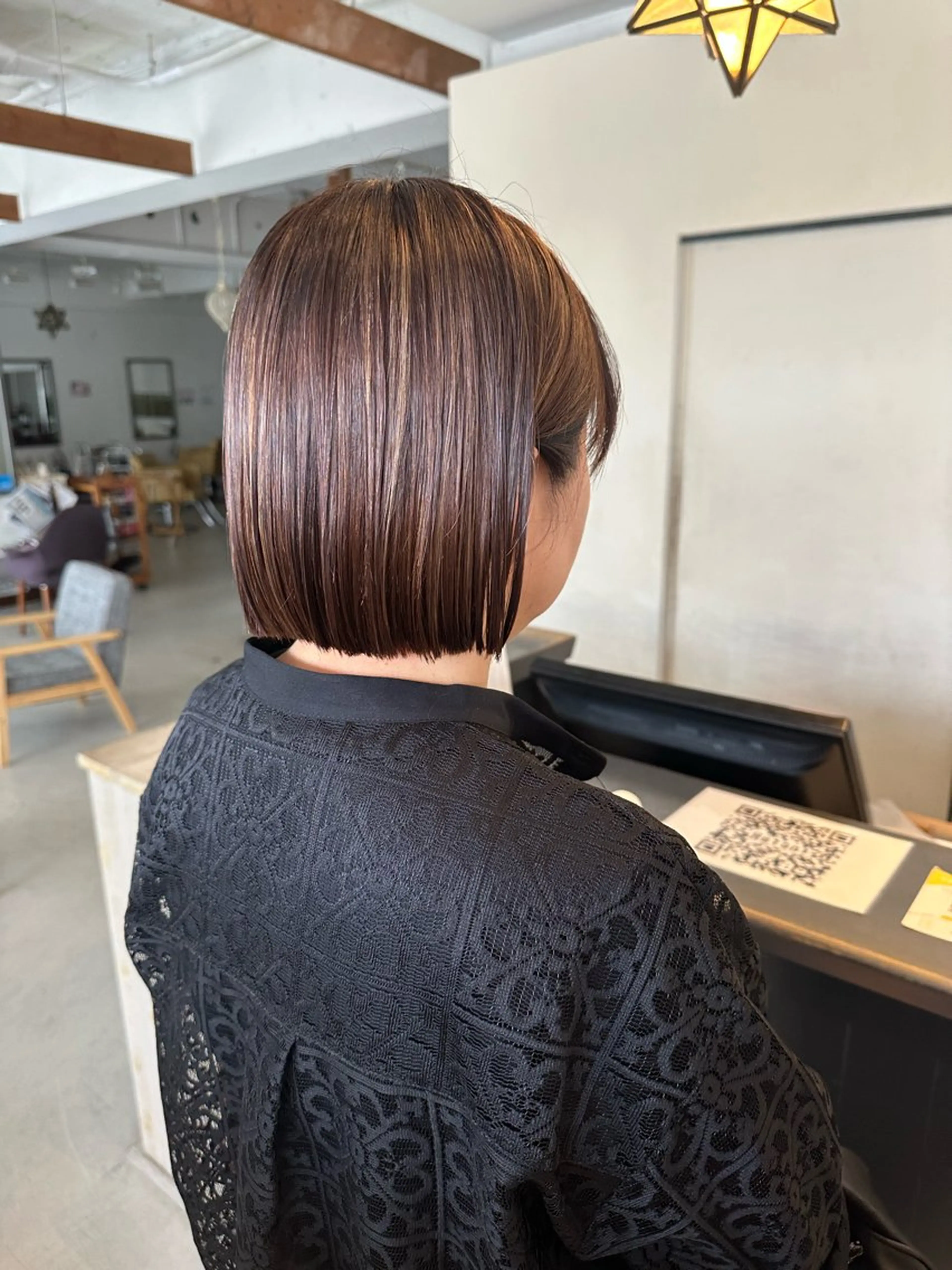 ミディアム ボブ カット ヘアカラー 門手 菜々子のヘアスタイル