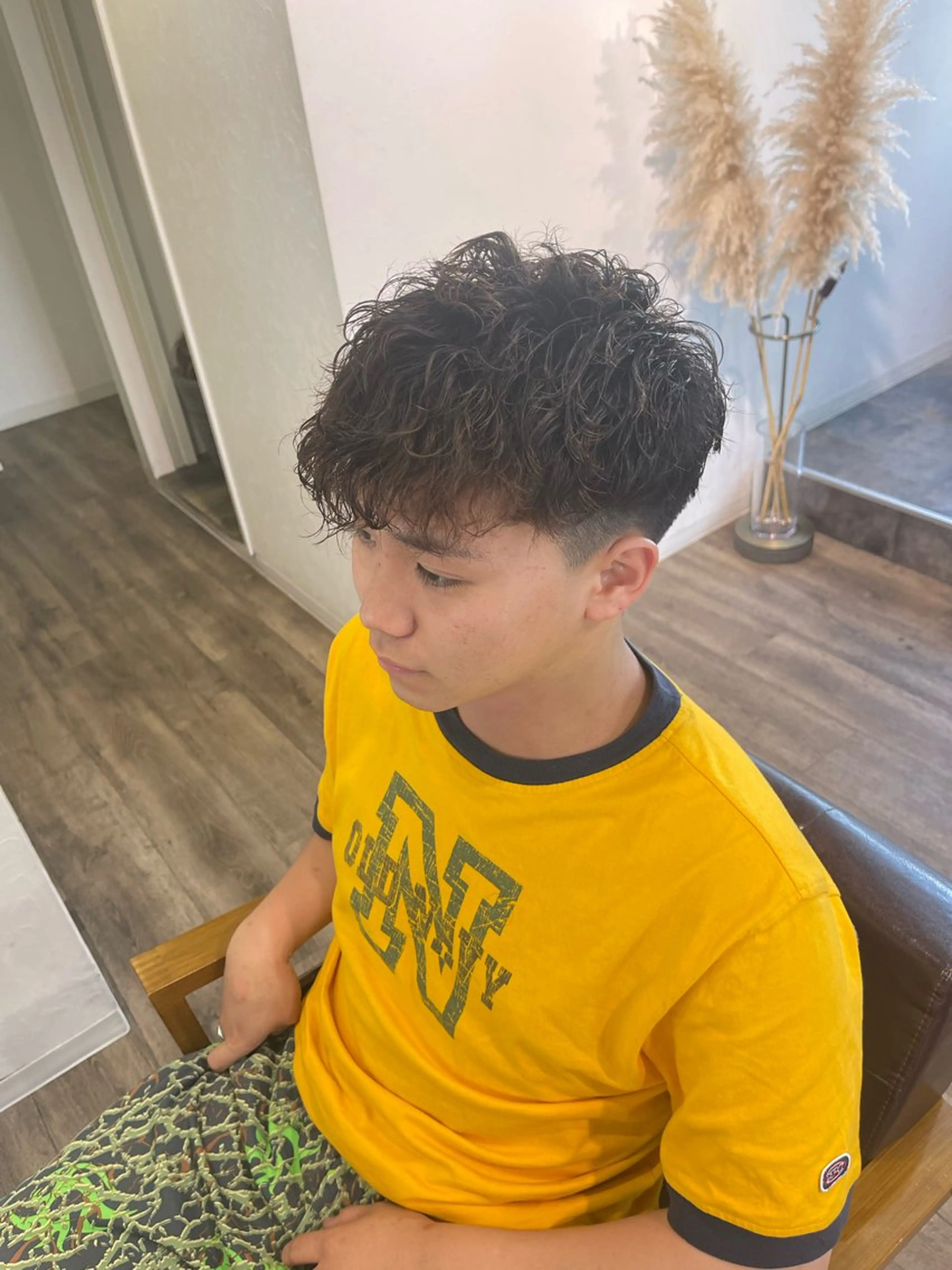 ショート パーマ メンズ カット ヘアカラー パーマ Felice Erikaのヘアスタイル