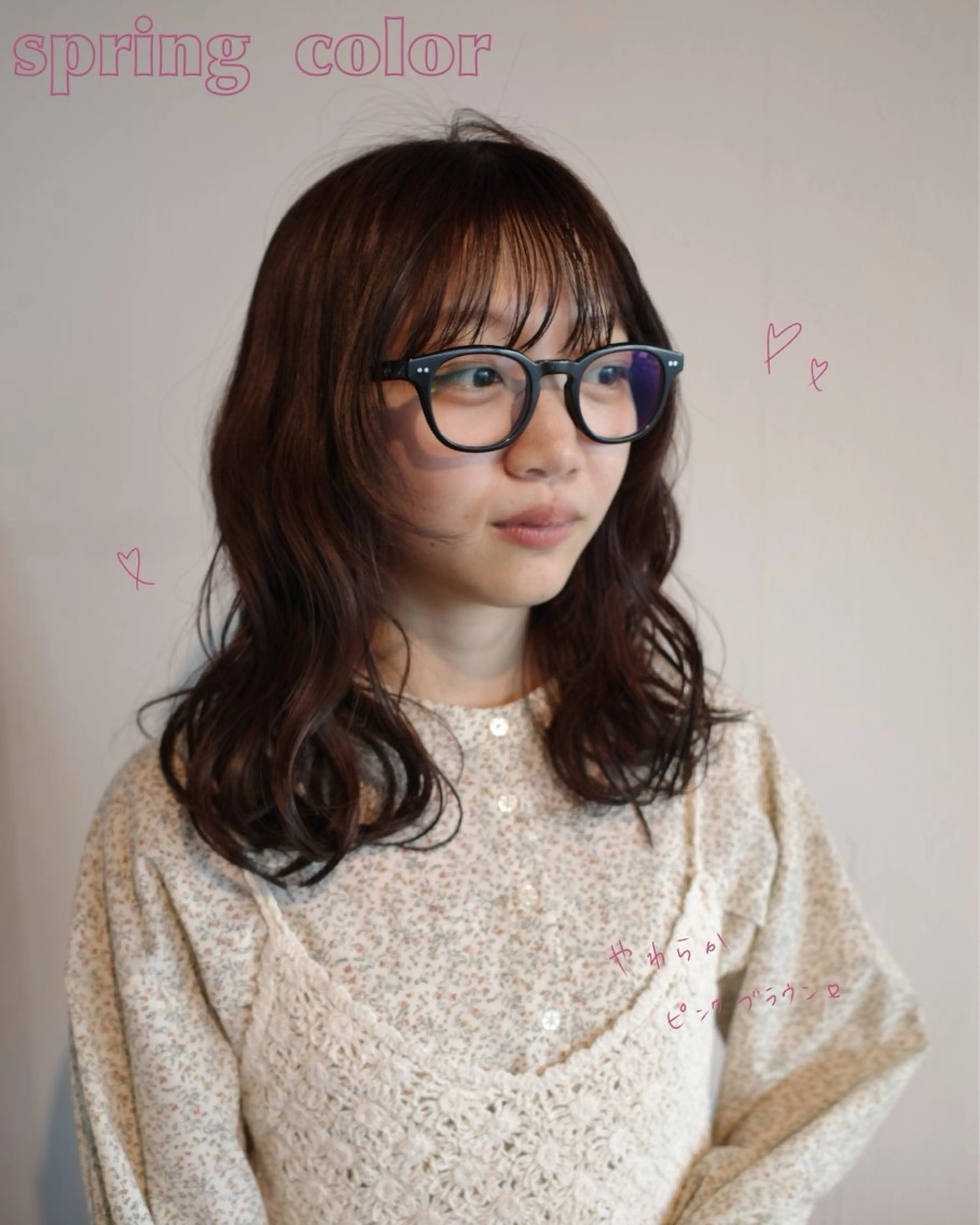 セミロング カラー ブラウンカラー ピンクカラー ピンクブラウン 安藤 結花のヘアスタイル