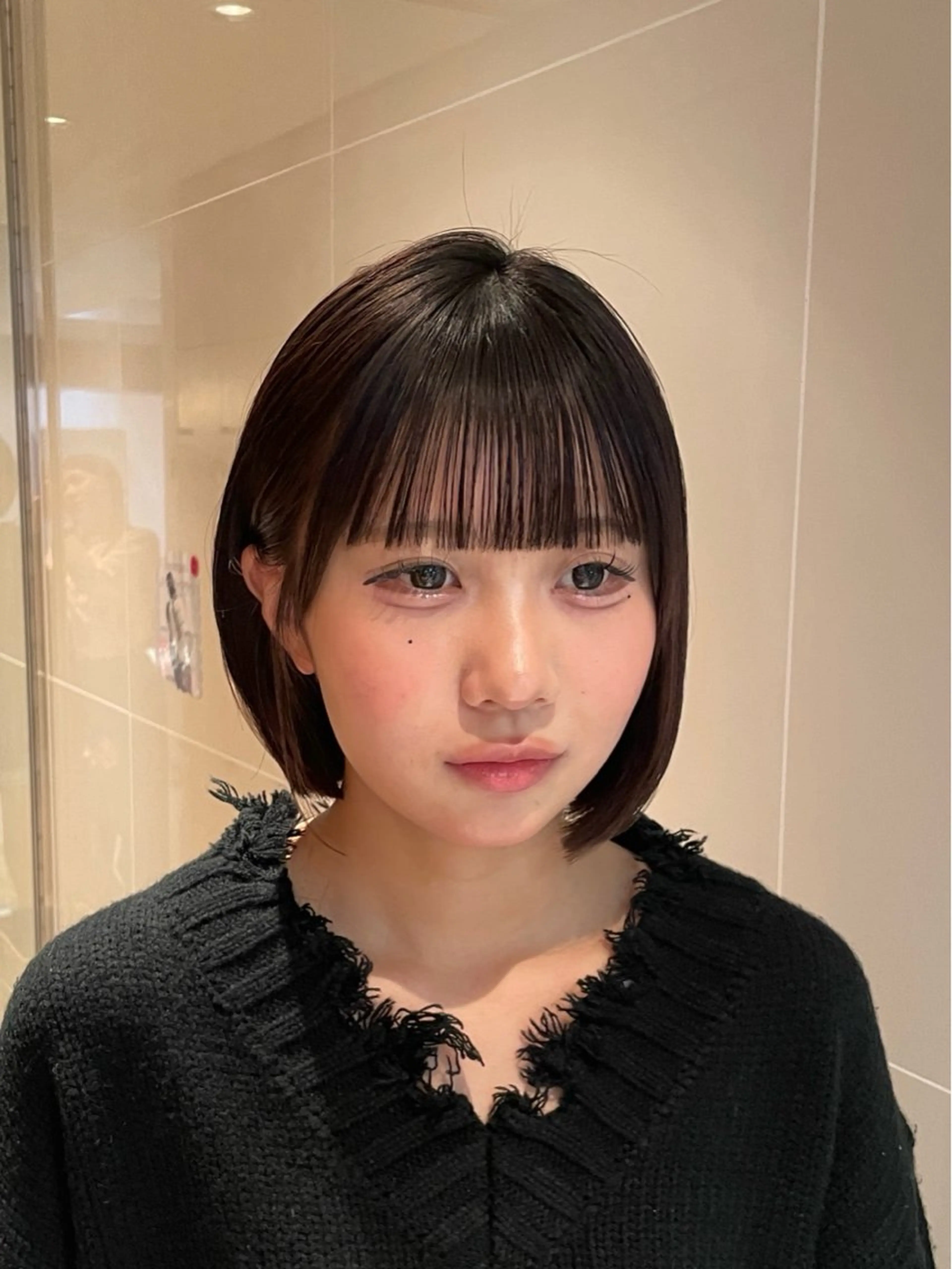 ショート パーマ ボブ カット 縮毛矯正 トリートメント 縮毛矯正/レイヤー 🌙児玉光瑠のヘアスタイル