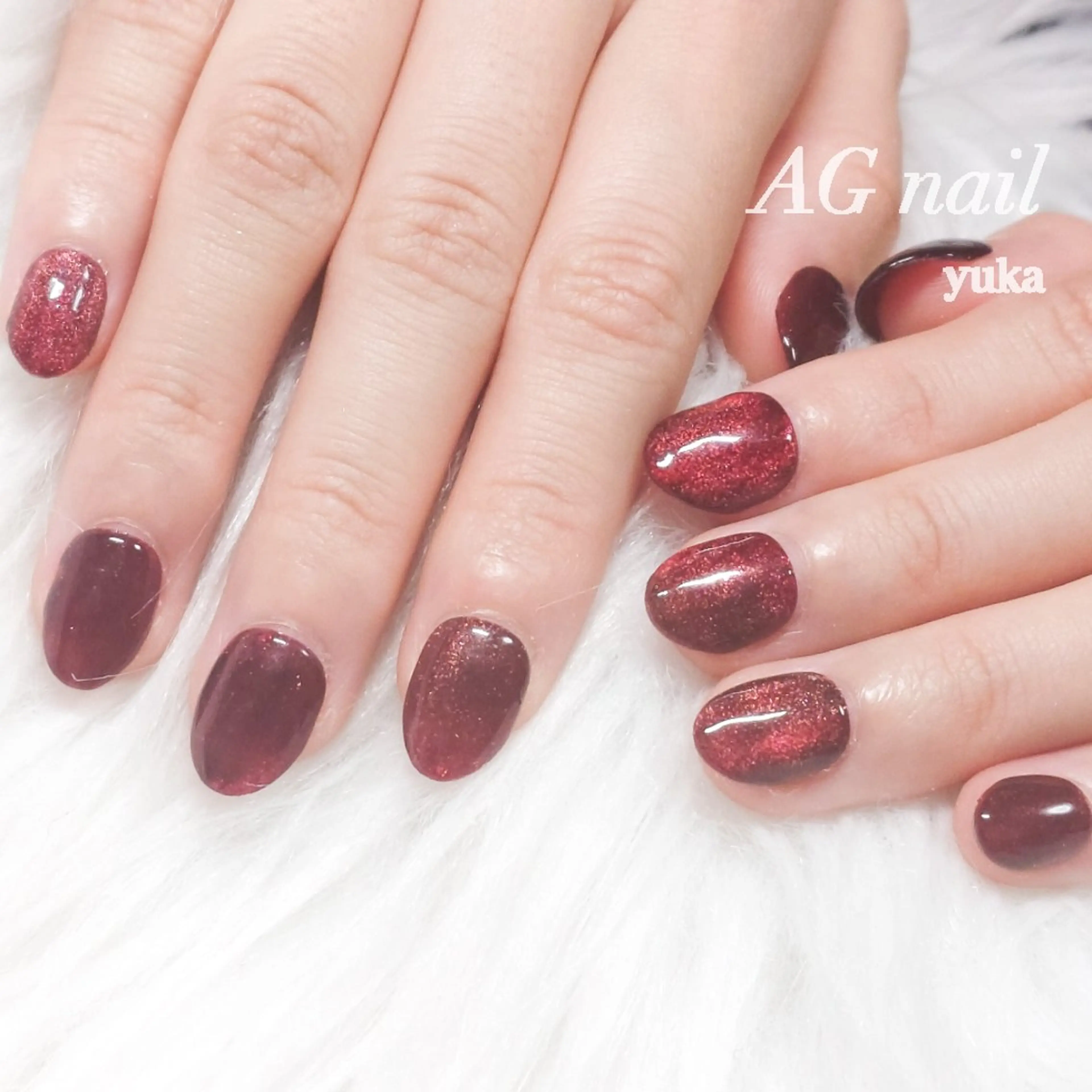 ネイル ボルドー ゴールド マグネットネイル ネイルチップ その他(ネイル) AG nail 〚　yuka　〛のネイルデザイン
