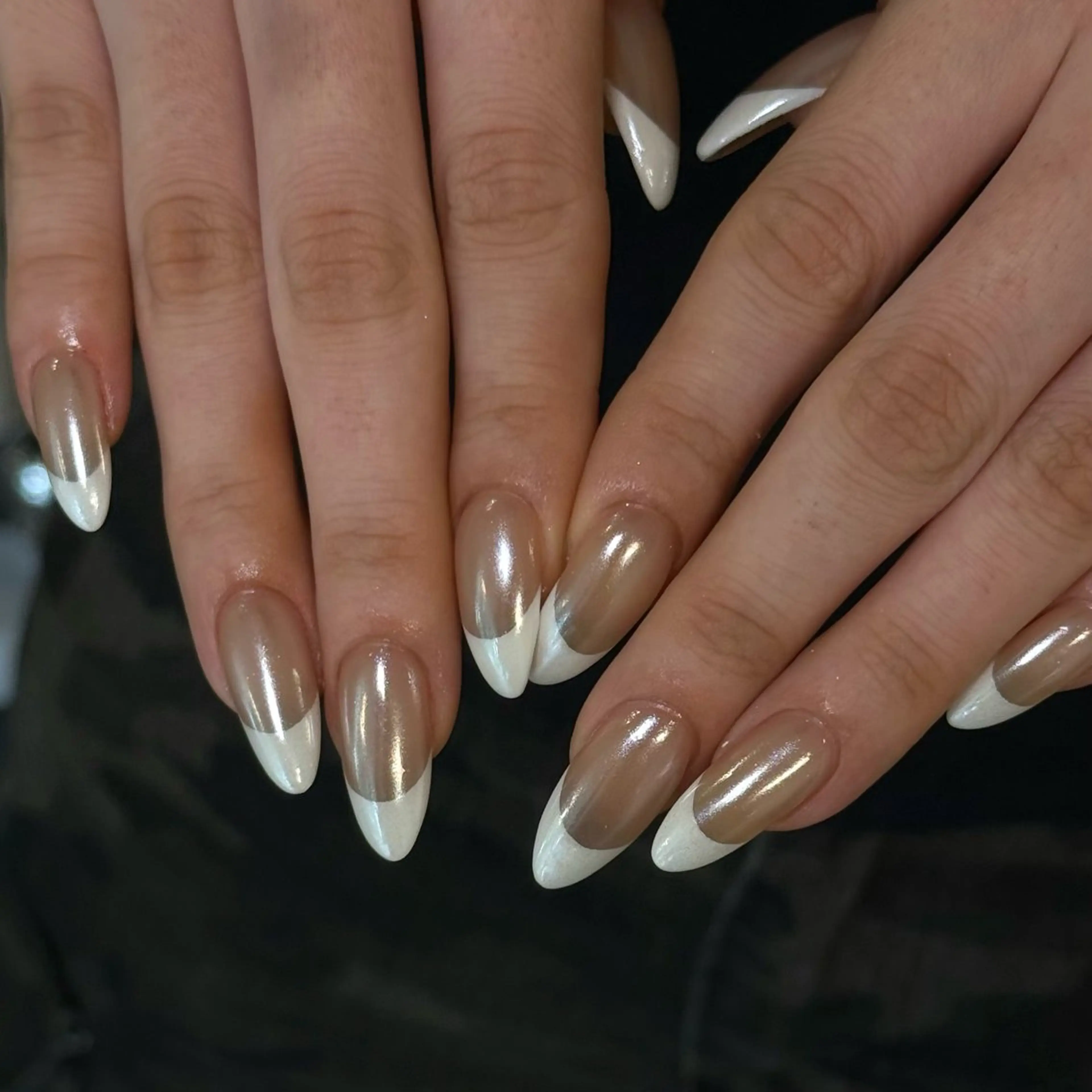 ネイル フレンチネイル ミラーネイル ホワイト ハンドネイル Angie Nail Eyelash所属・YUNE Angieのネイルデザイン