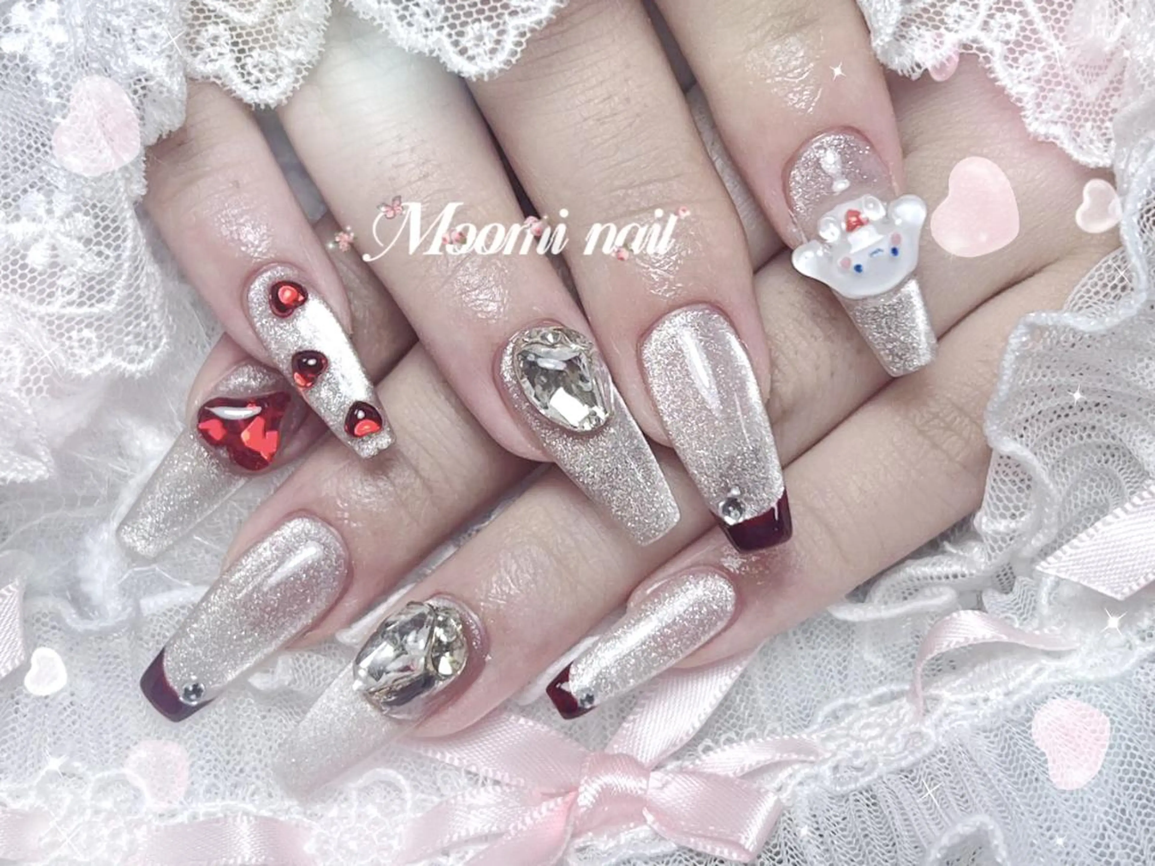 ネイル アートネイル 成人式 長さ出し フットネイル フレンチネイル ハンドネイル moomi nail スカルプ専門のネイルデザイン