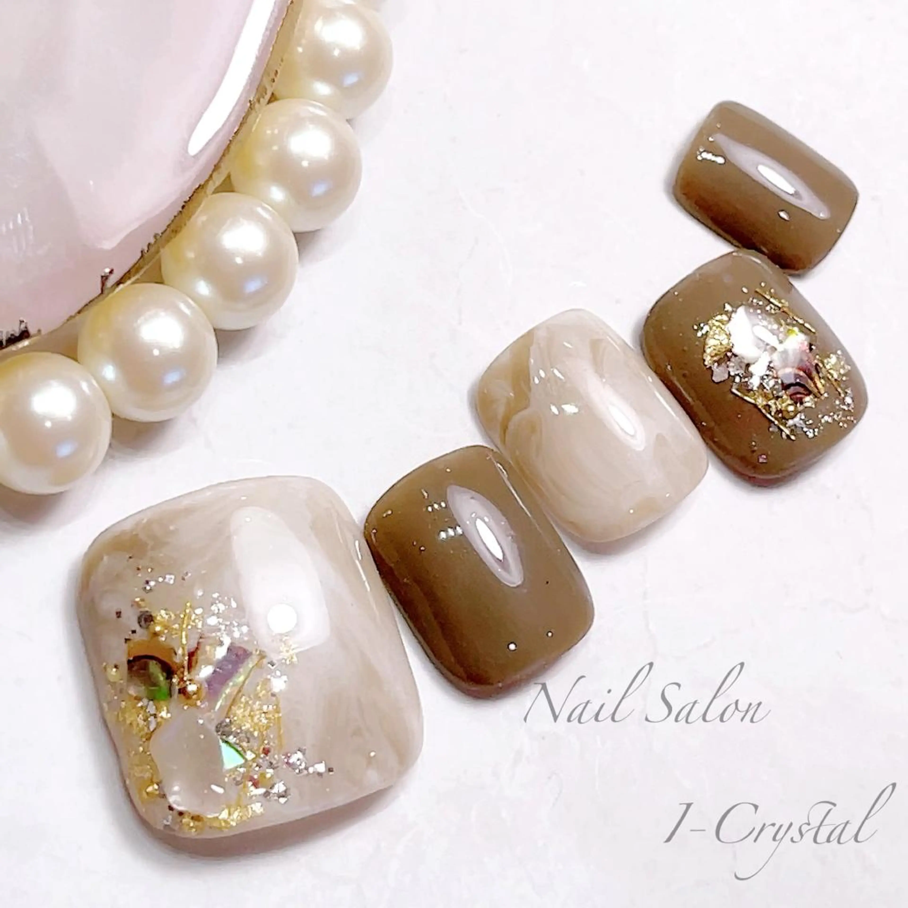 ネイル フットネイル 持ち込み 春ネイル ストーンネイル NailSalon  I-Crystal所属・中村 郁美のネイルデザイン