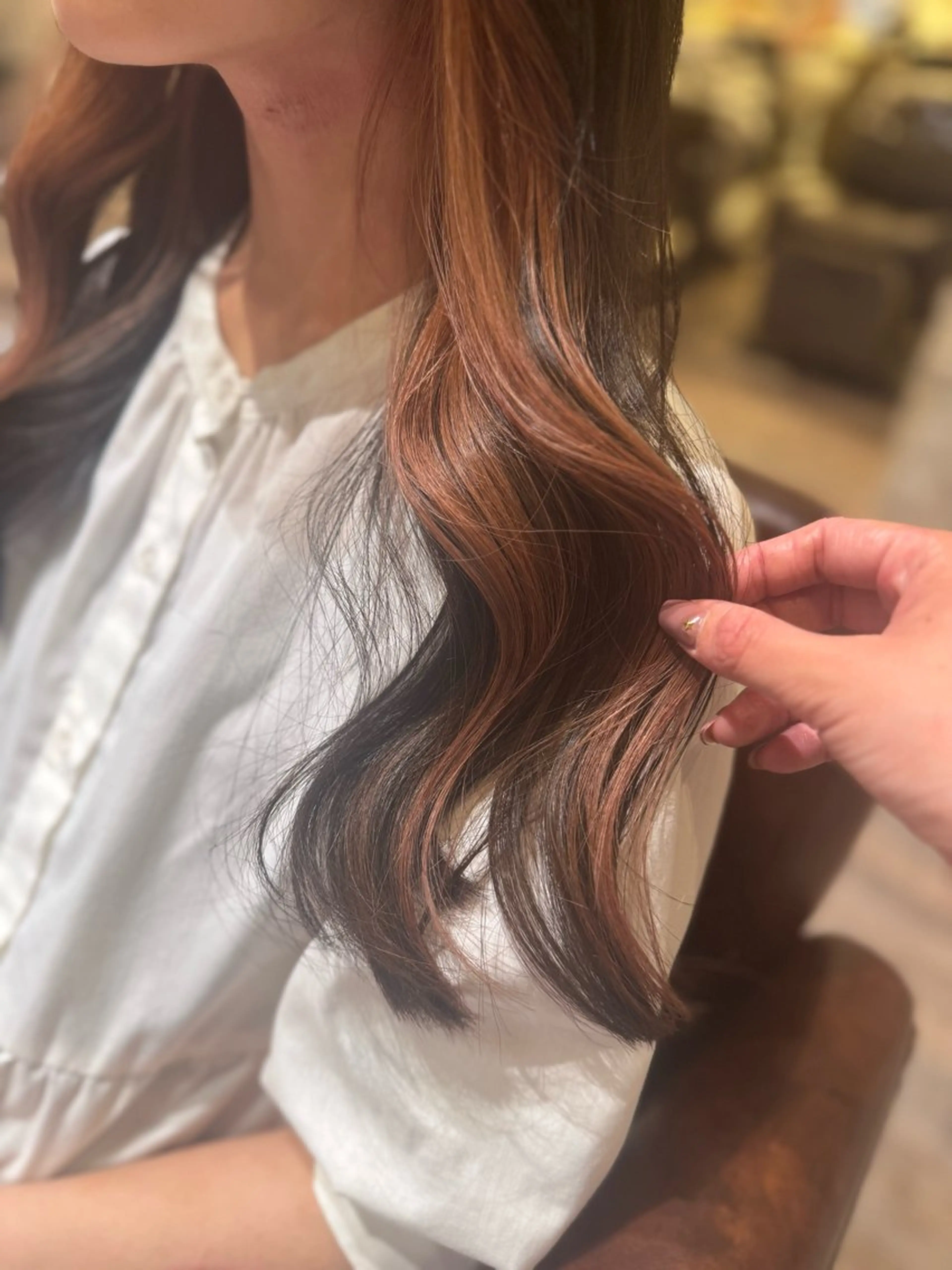 ロング カラー インナーカラー 野口 菜緒のヘアスタイル