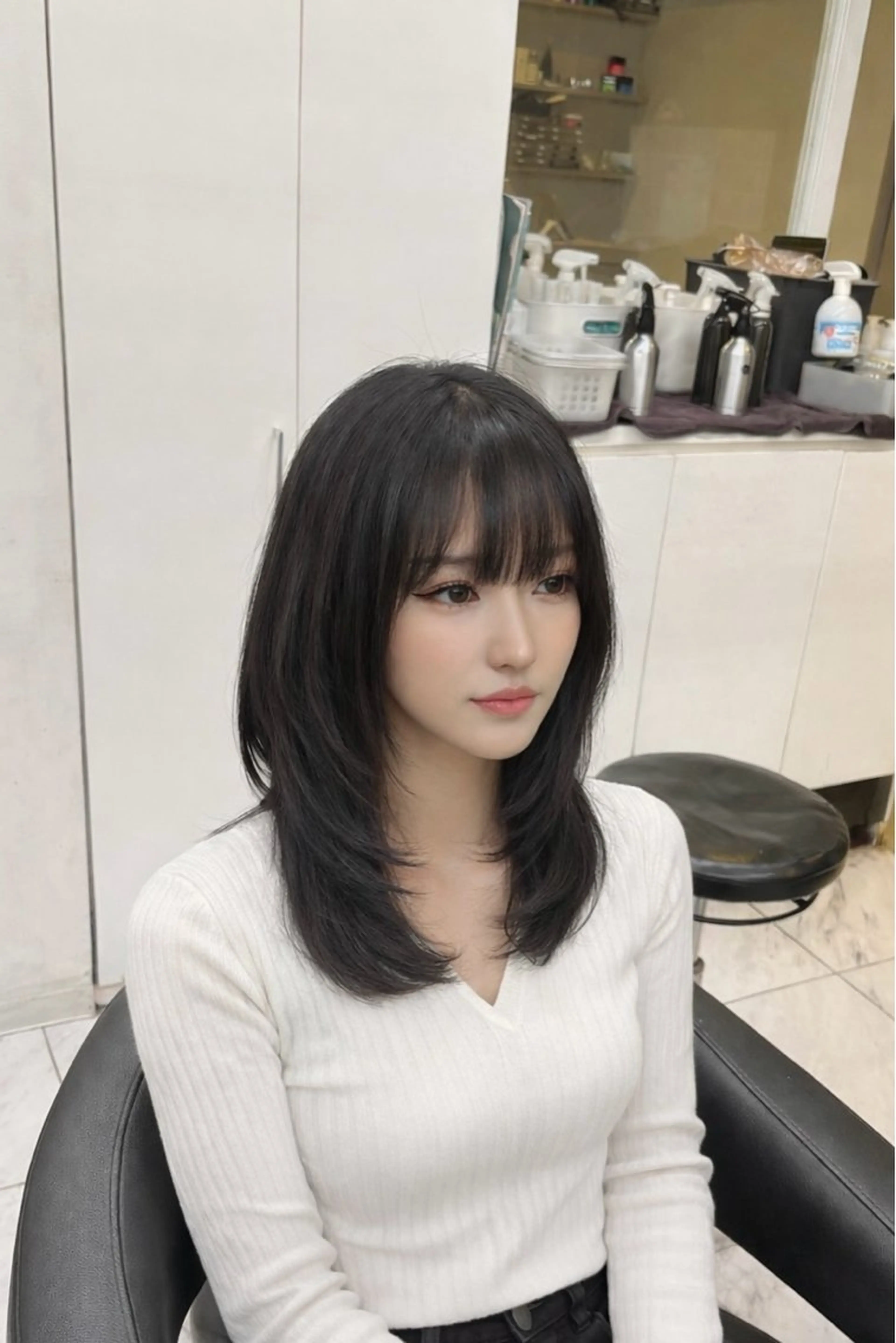 セミロング カラー カット ヘアカラー トリートメント ヘッドスパ y2k✩︎⡱レイヤー ウルフ/オリーブ🍀のヘアスタイル