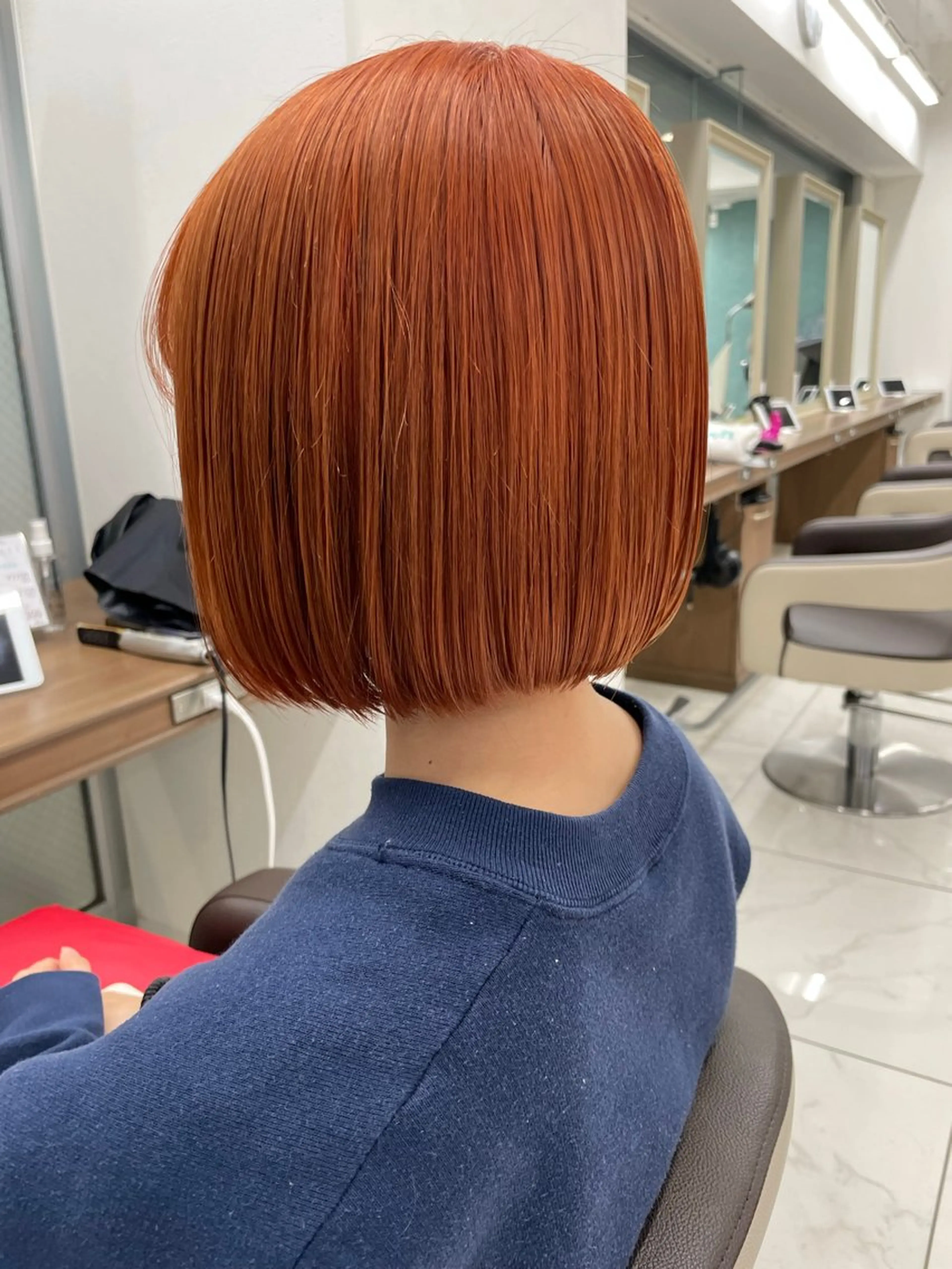 ミディアム カラー ブリーチ オレンジ ヘアカラー 福島成美/髪質改善 縮毛矯正/カラーのヘアスタイル